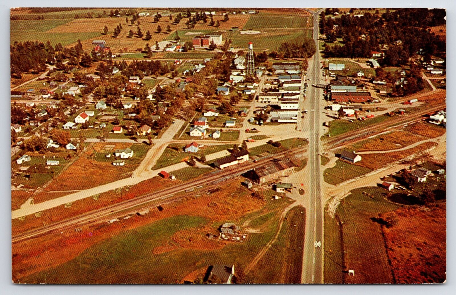 Remer Minnesota~Aerial View Overlooking City~Main Street~1970 Postcard