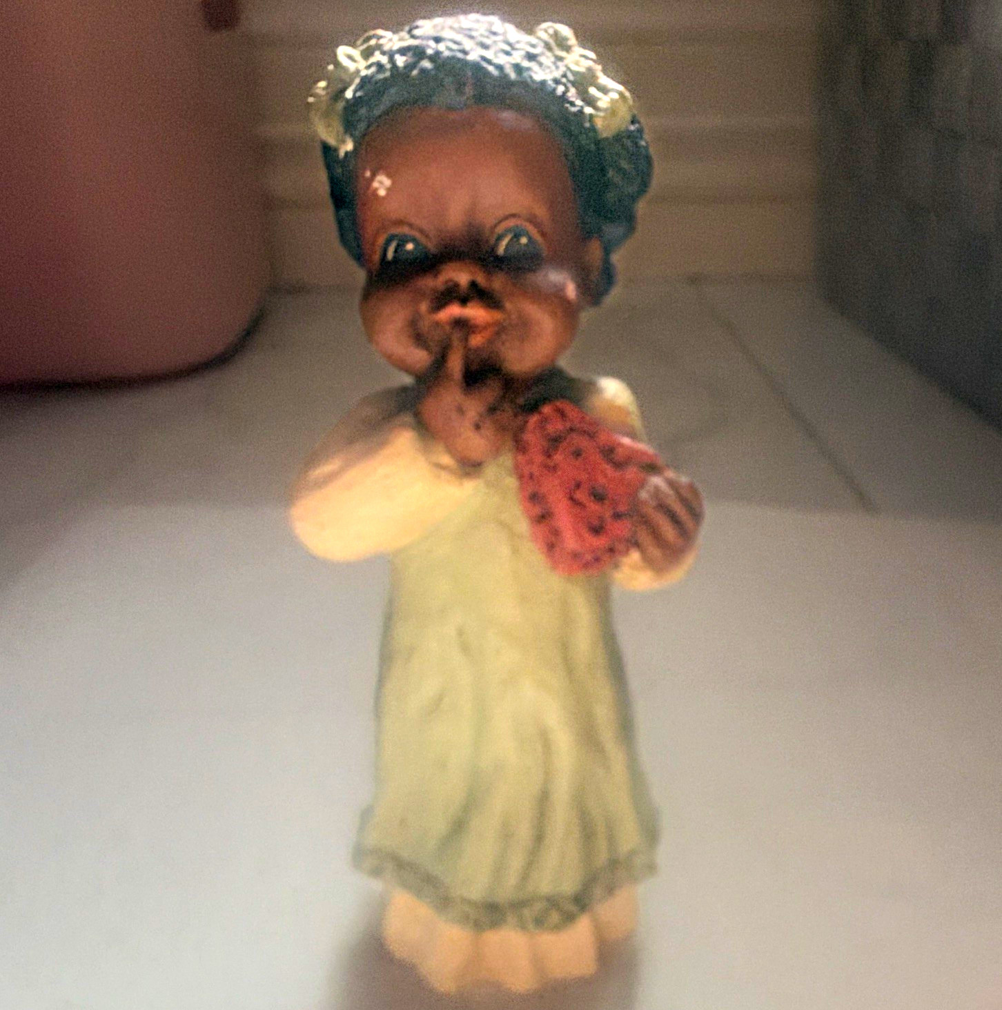 M. Holcombe All God\'s Children Angel Figurine Signed 1996 Resin Small Painted