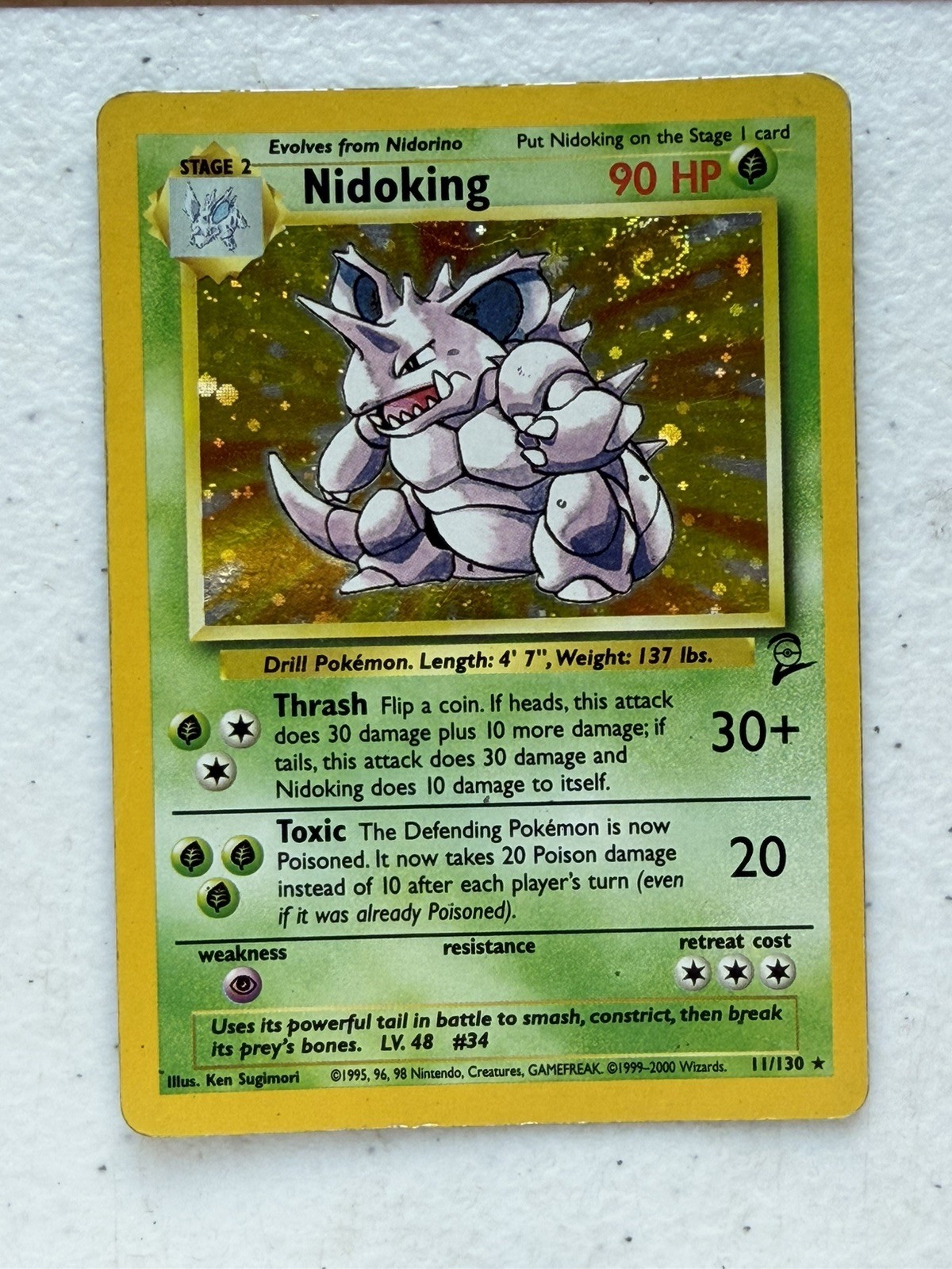 Nidoking Holo Base Set 2 Card 11/130 MP Condition