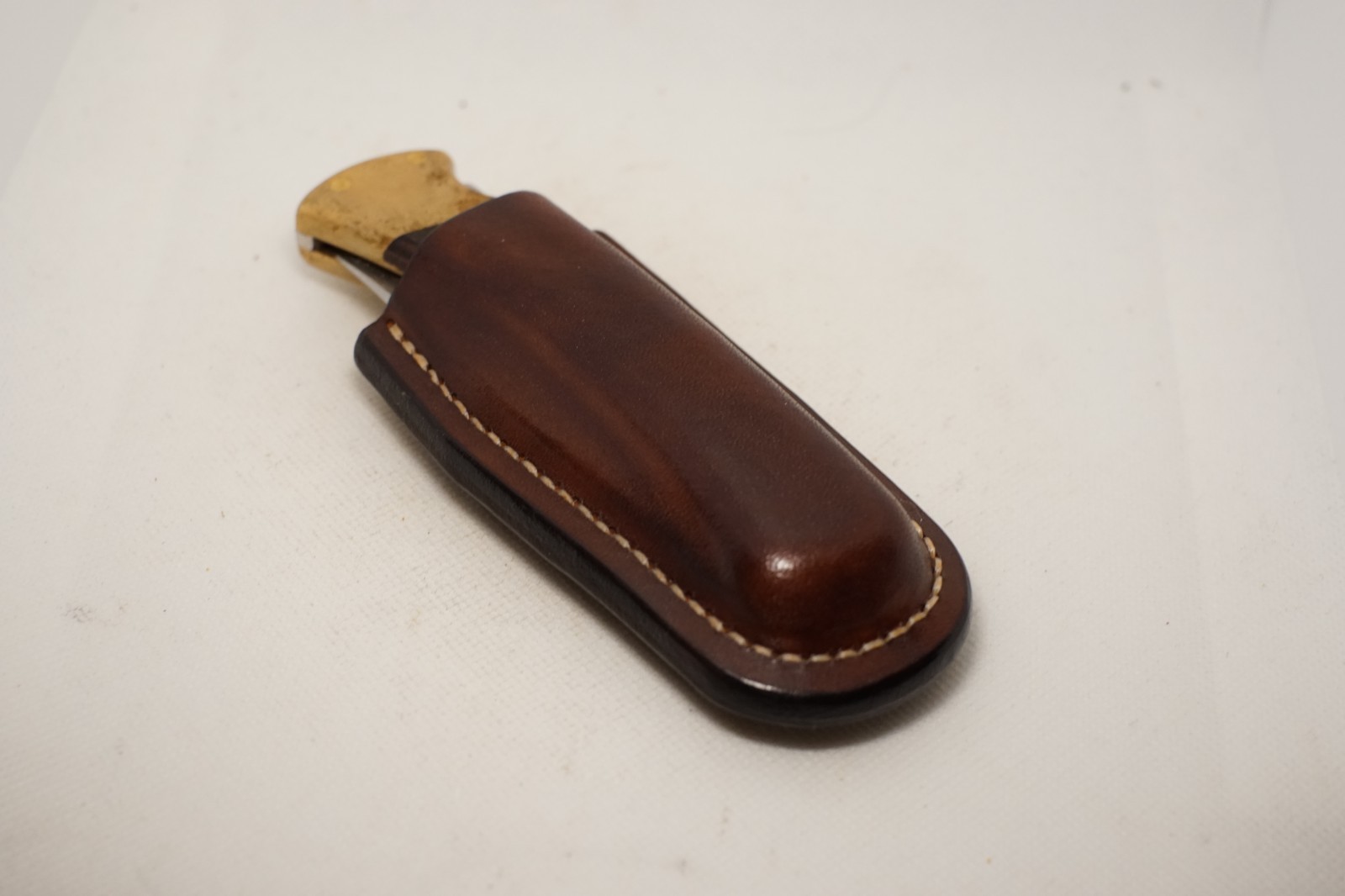 handmade buck 110 custom leather sheath dark brown, waxed, Sheath Only