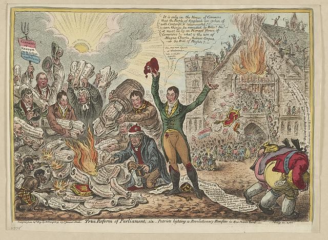 London England 1809 Sir Francis Burdett Parliament Reform Bonfire Print