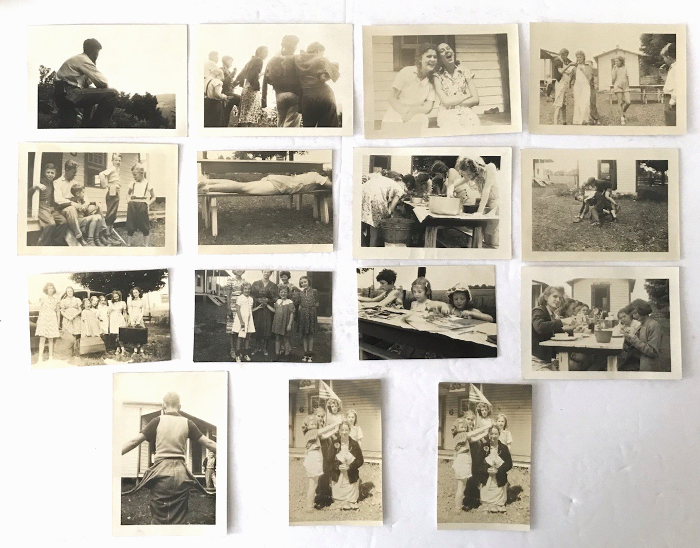 Lot of 15 vintage 1938-1939 B/W photographs summer camp kids in WV 3.5\