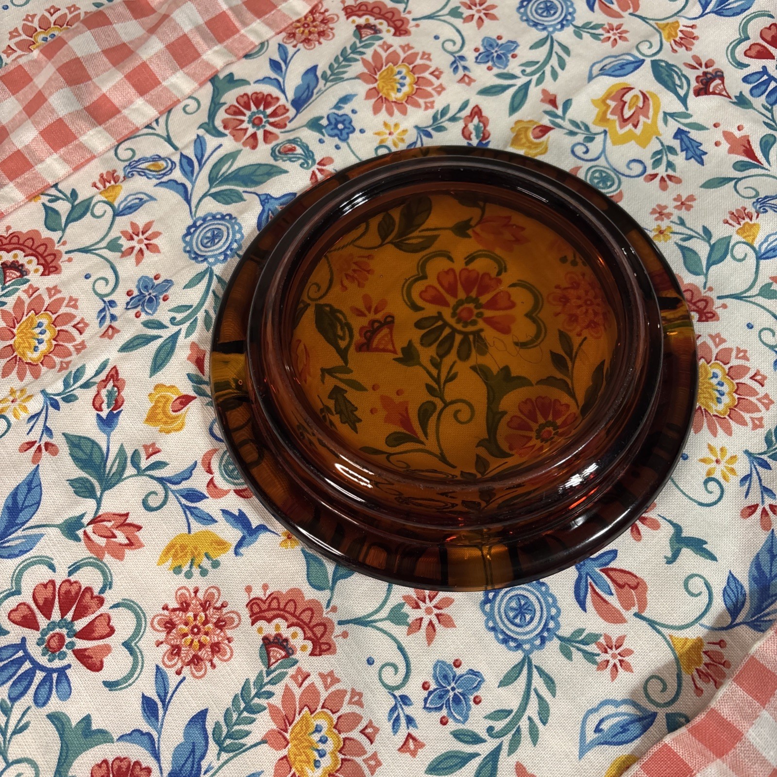 Vintage Amber Glass Ashtray Vintage Amber Glass Ashtray