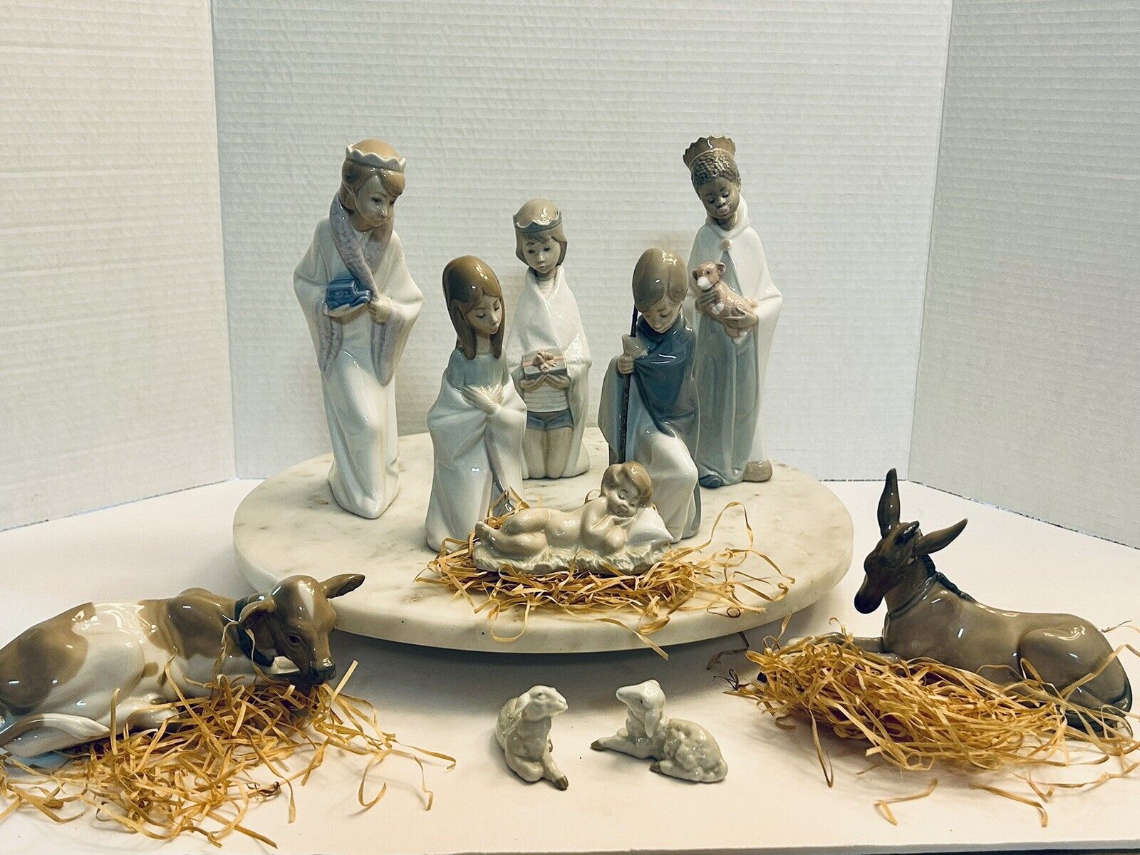 Rare LLADRO Porcelain 10 Piece Children Nativity Figurine Set w/Original Boxes