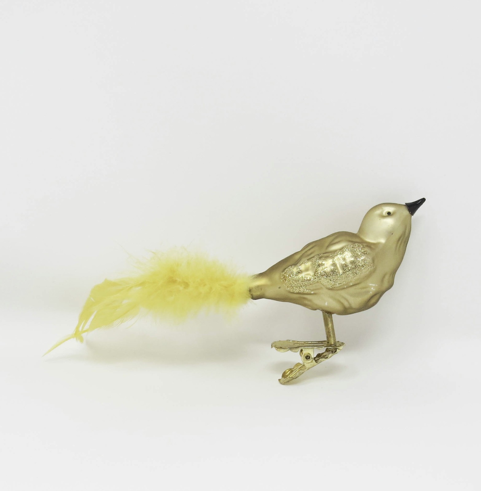 Vintage Hand Blown Glass Clip On Bird Christmas Ornament Feather Tail ~ 3\