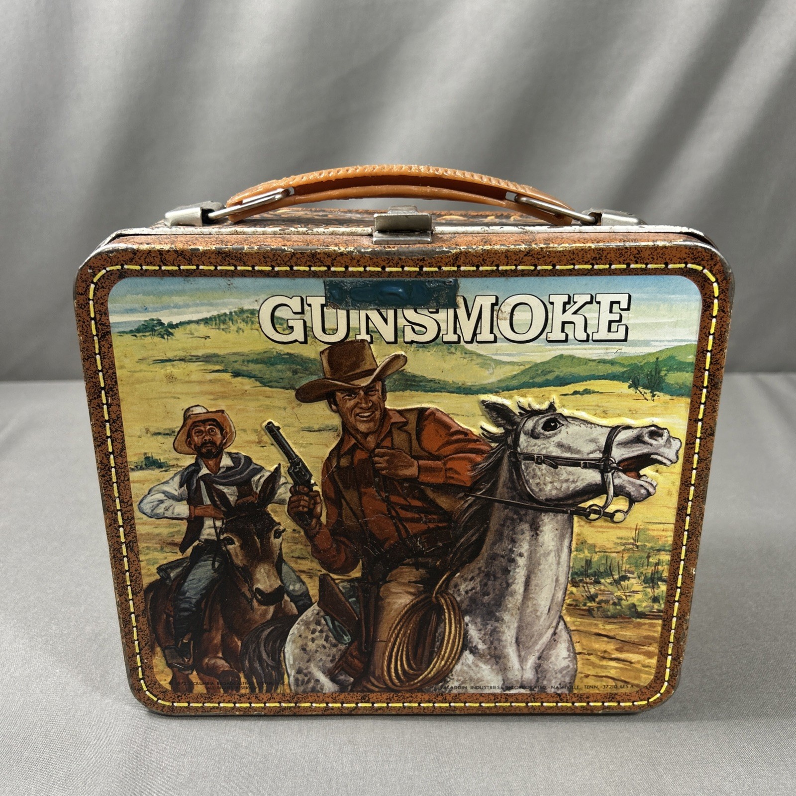 Vtg Gunsmoke Matt Dillon Tin Lunch Box 1972 Aladdin Industries, No Thermos