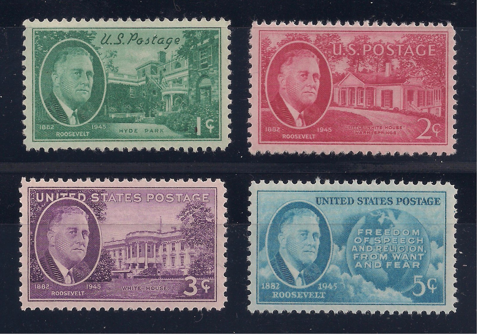 PRESIDENT FRANKLIN D ROOSEVELT FDR - 1945 SET OF 4 U.S. STAMPS - MINT CONDITION