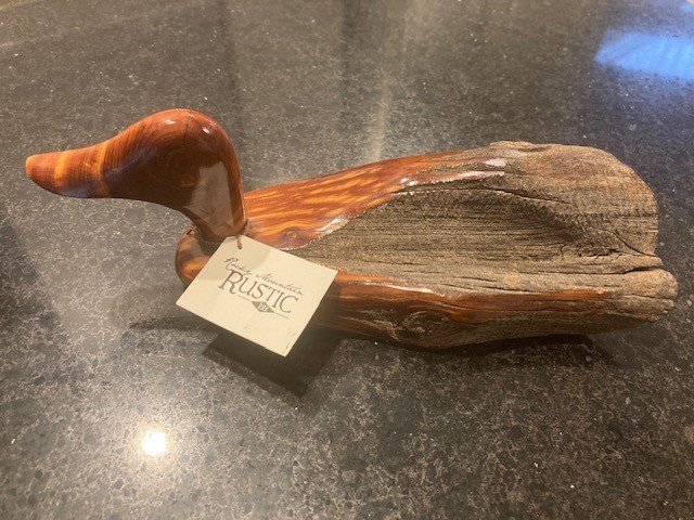 Nice Wooden Reclaimed Cedar Fence Post Duck Carving by Rocky Mountain Rustic