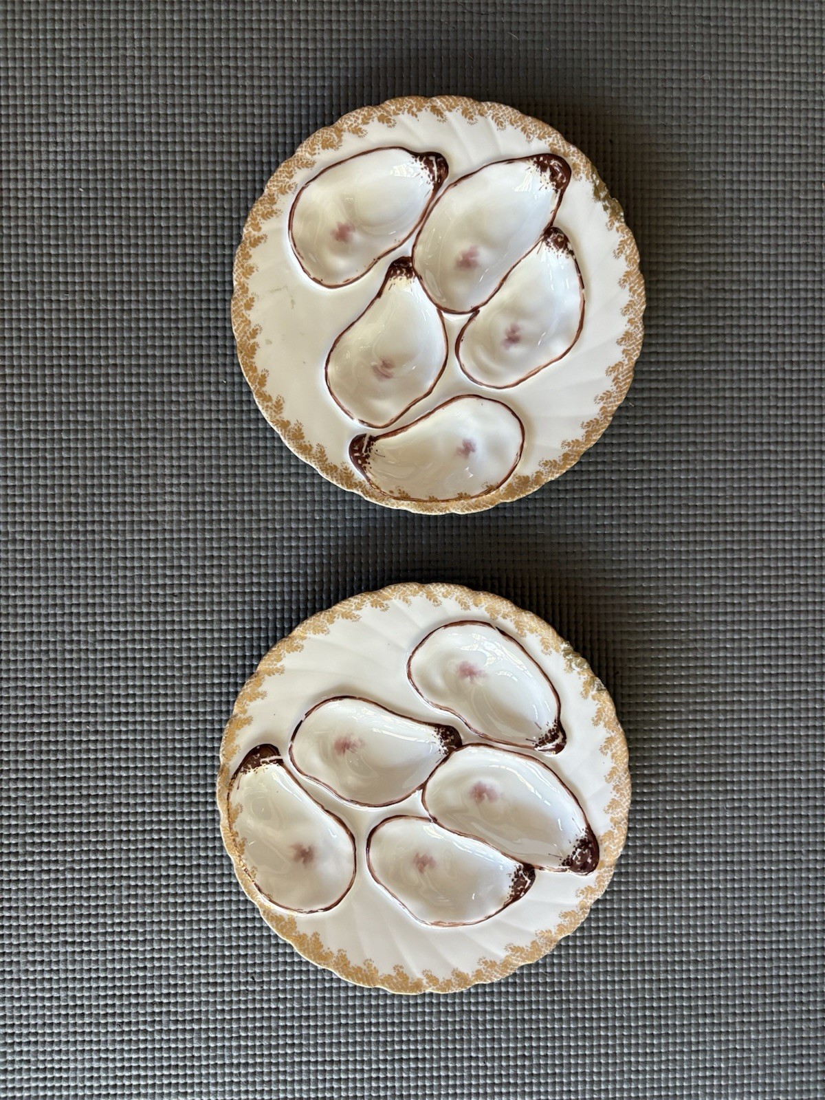 Lot Of 2 Matching  Antique French Porcelain Oyster plates