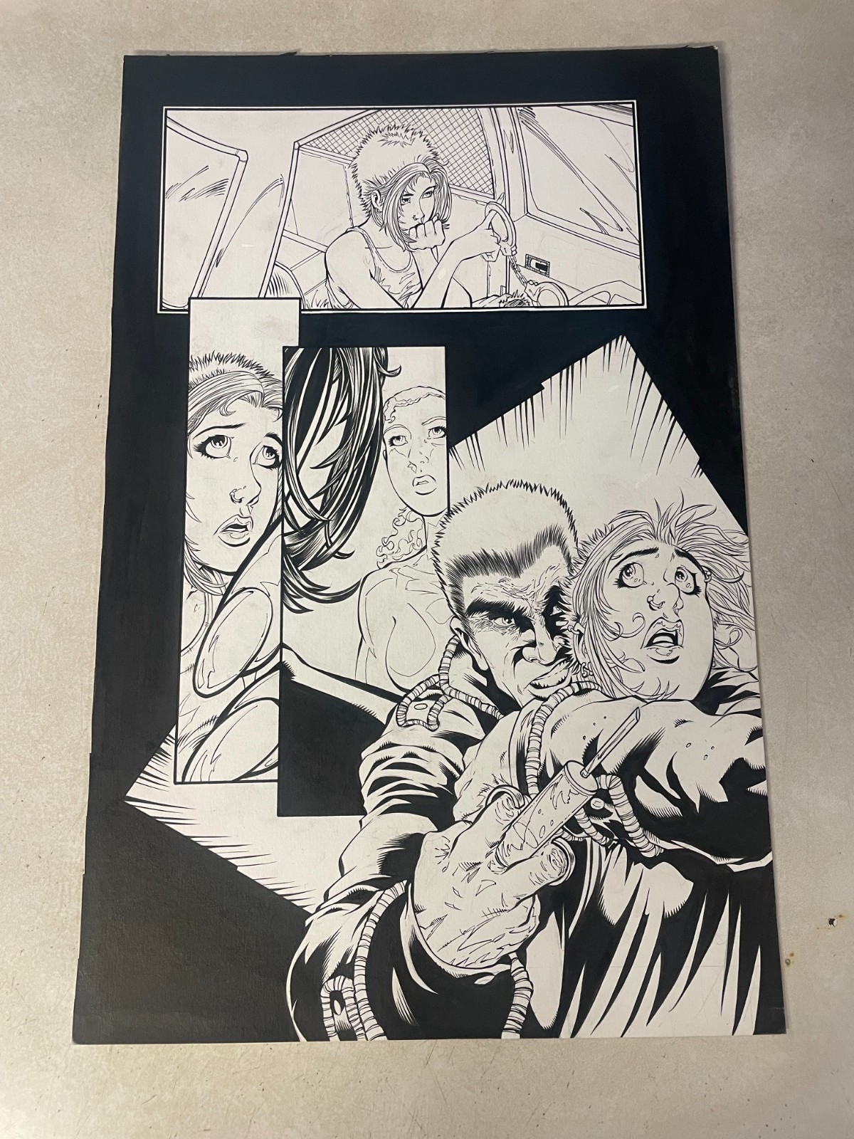 THE HAUNTED GRAY MATTERS #1 original comic art  CHAOS 2002 HYPODERMIC NEEDLE