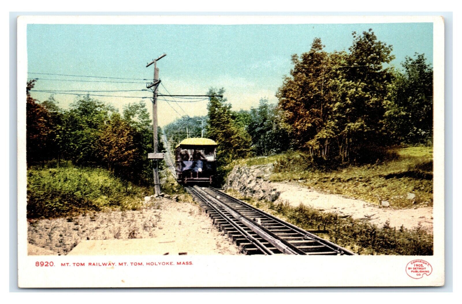 Postcard Mt Tom Railway, Mt Tom, Holyoke MA udb J19