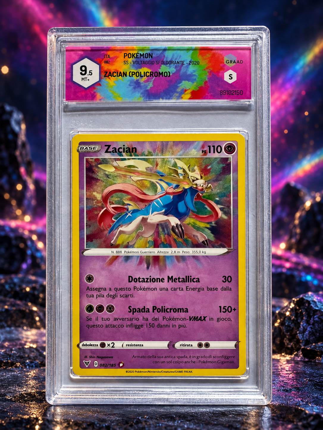 Pokemon Zacian 082/185 Flashing Voltage ITA GRADE 9.5 Amazing Rare