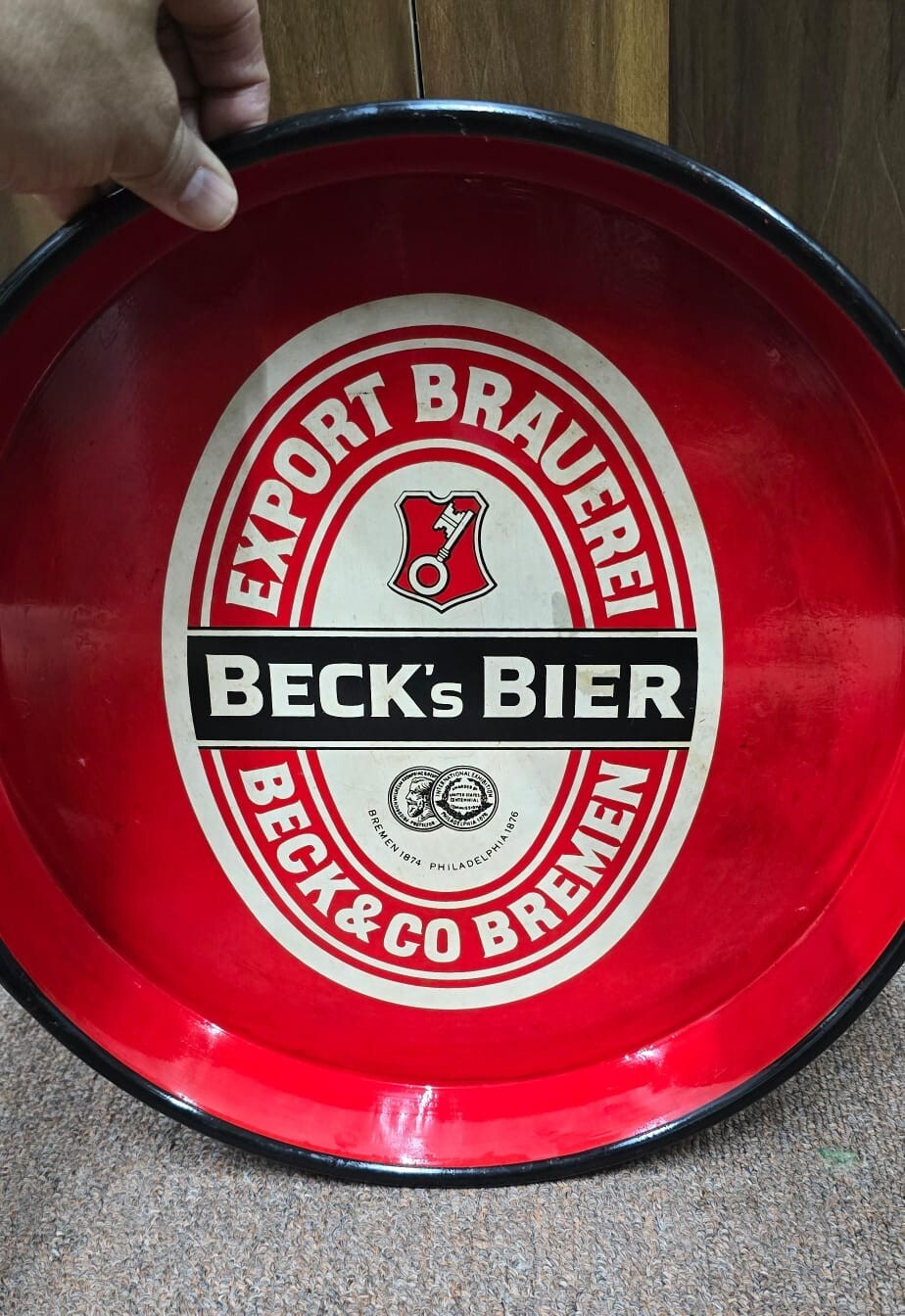 Vintage Rare Beck\'s Bier Beer Advertising Tin Serving Tray Collectible Original
