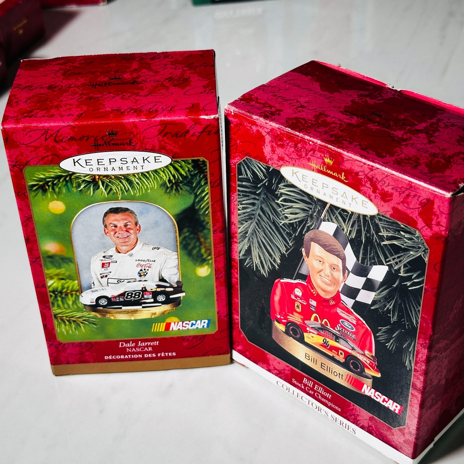 NASCAR Hallmark Keepsake Ornament - Lot of 2 - Dale Jarrett - Bill Elliot