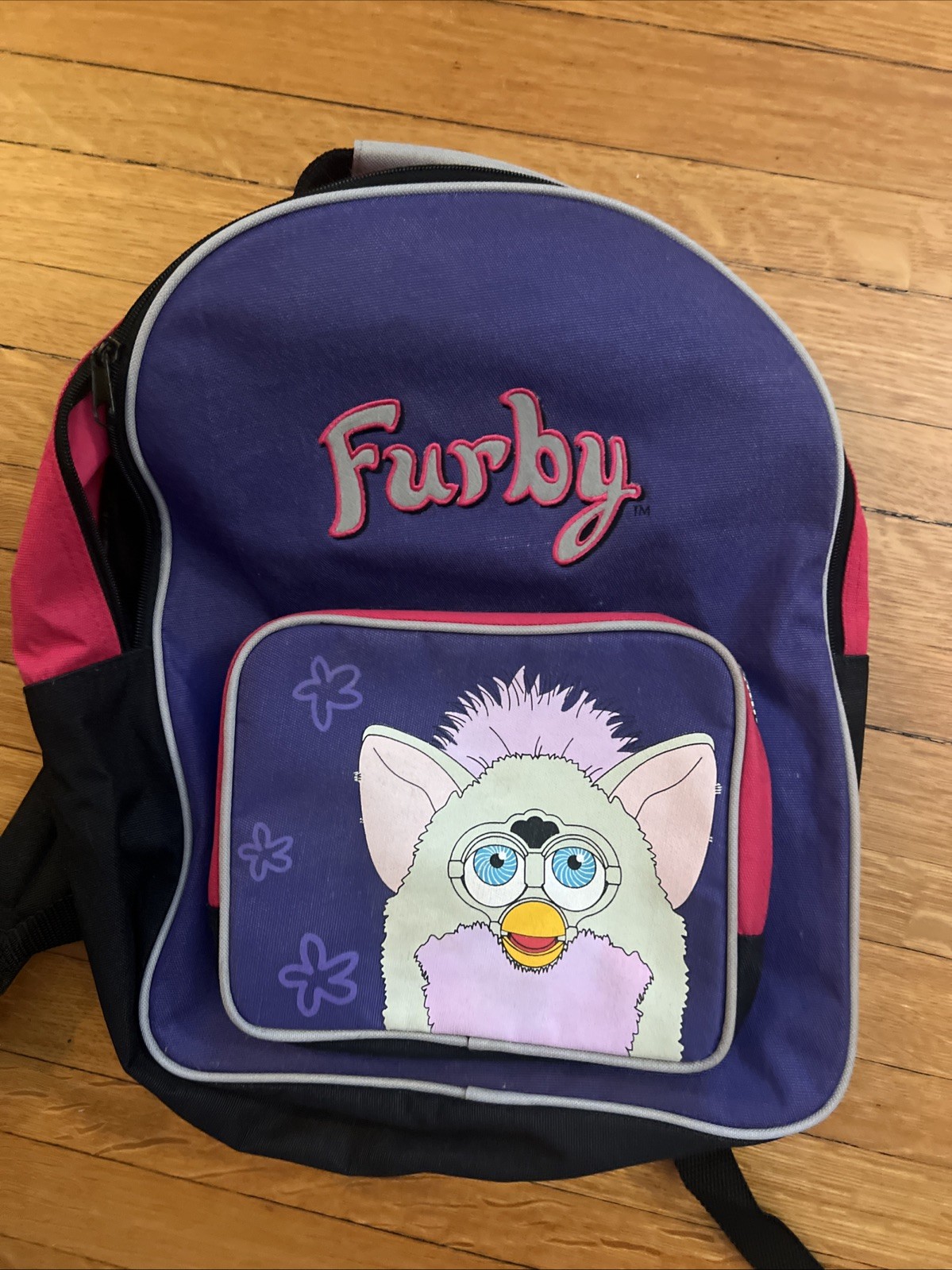 Vintage 1999 Furby Backpack Tiger Electronics Full Size Bookbag Pink Purple Y2K