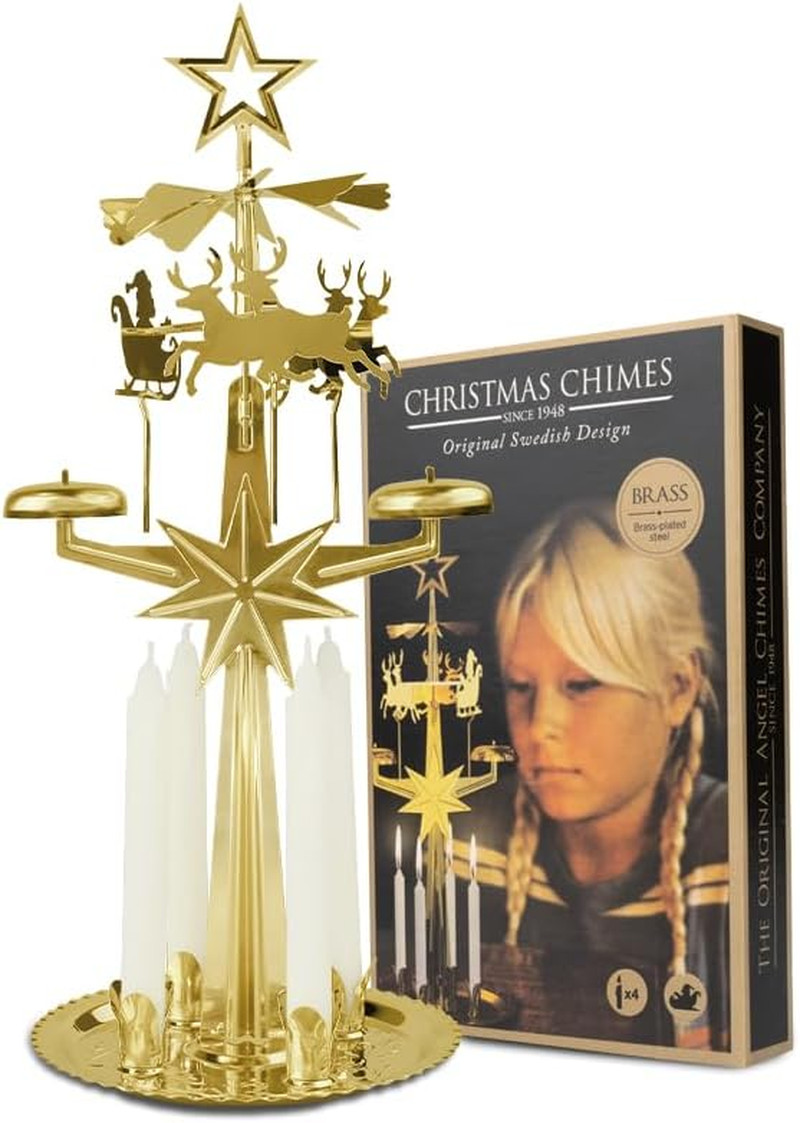 Original Swedish Christmas Chimes, Santa, Carousel and 4 Candles – Scandinavian