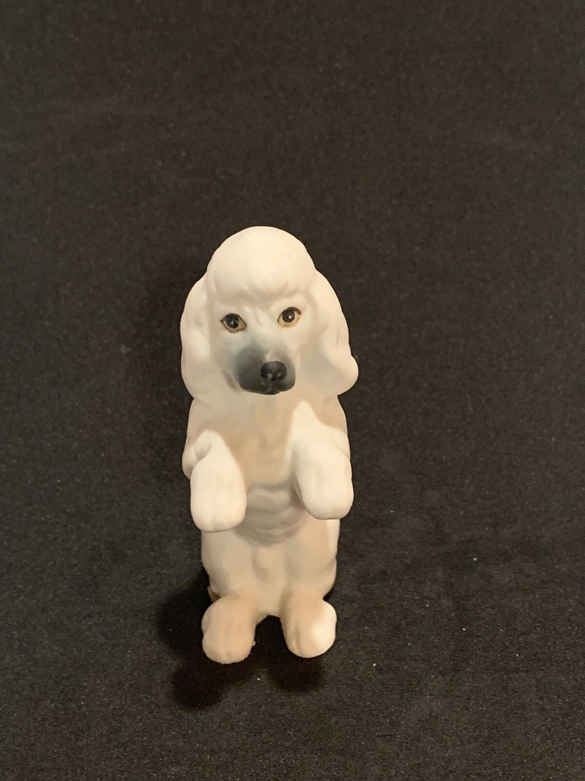 Vintage Lefton Bone China Poodle Figurine 3” With Red Foil Sticker