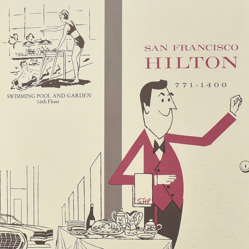 1967 Hilton Hotel Room Service Menu Mason O\'Farrell Street San Francisco