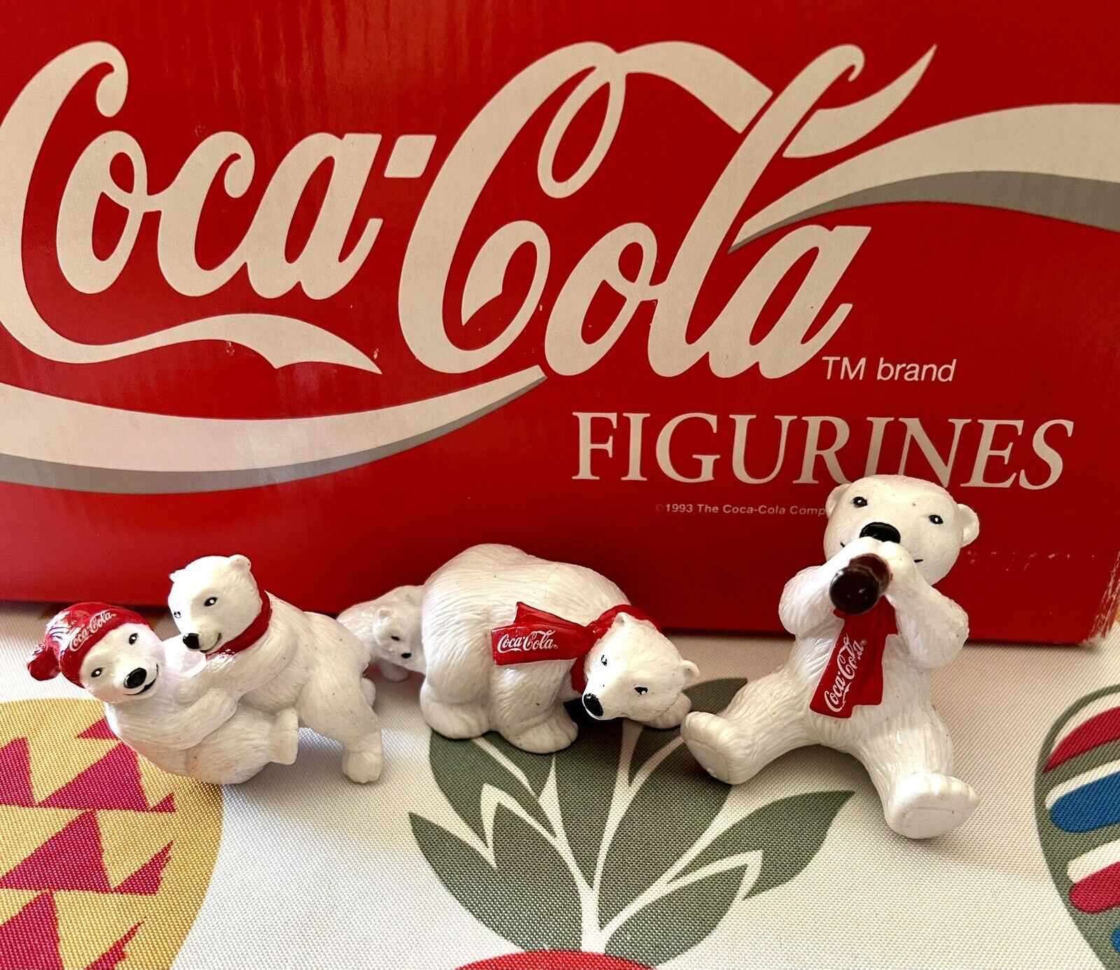 Vintage 1993 Lot Of 3 Coca-Cola Polar Bear Figurines (SH)