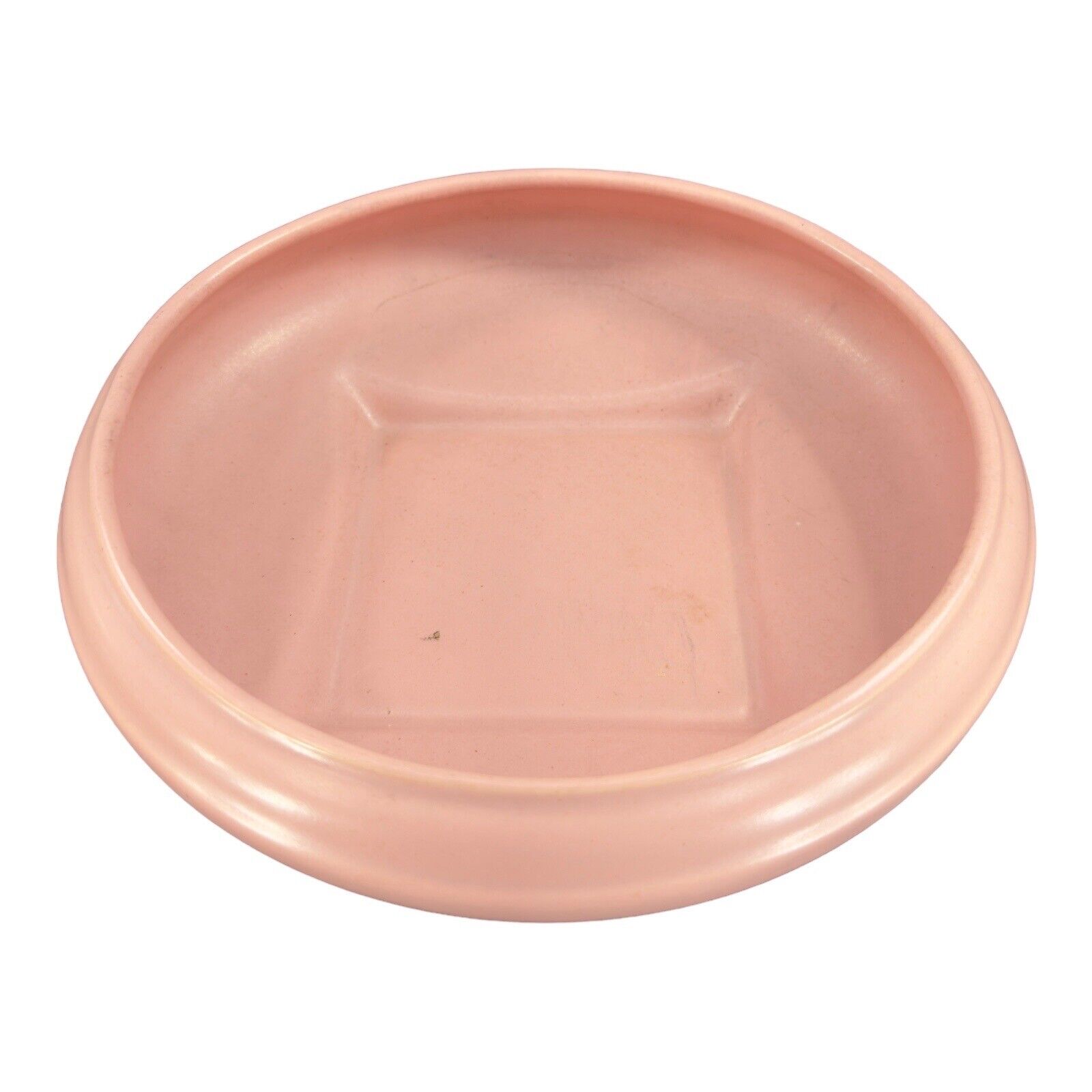 Abingdon USA Pottery Light Pink Salmon Planter Dish Bowl Marked Ceramic Round