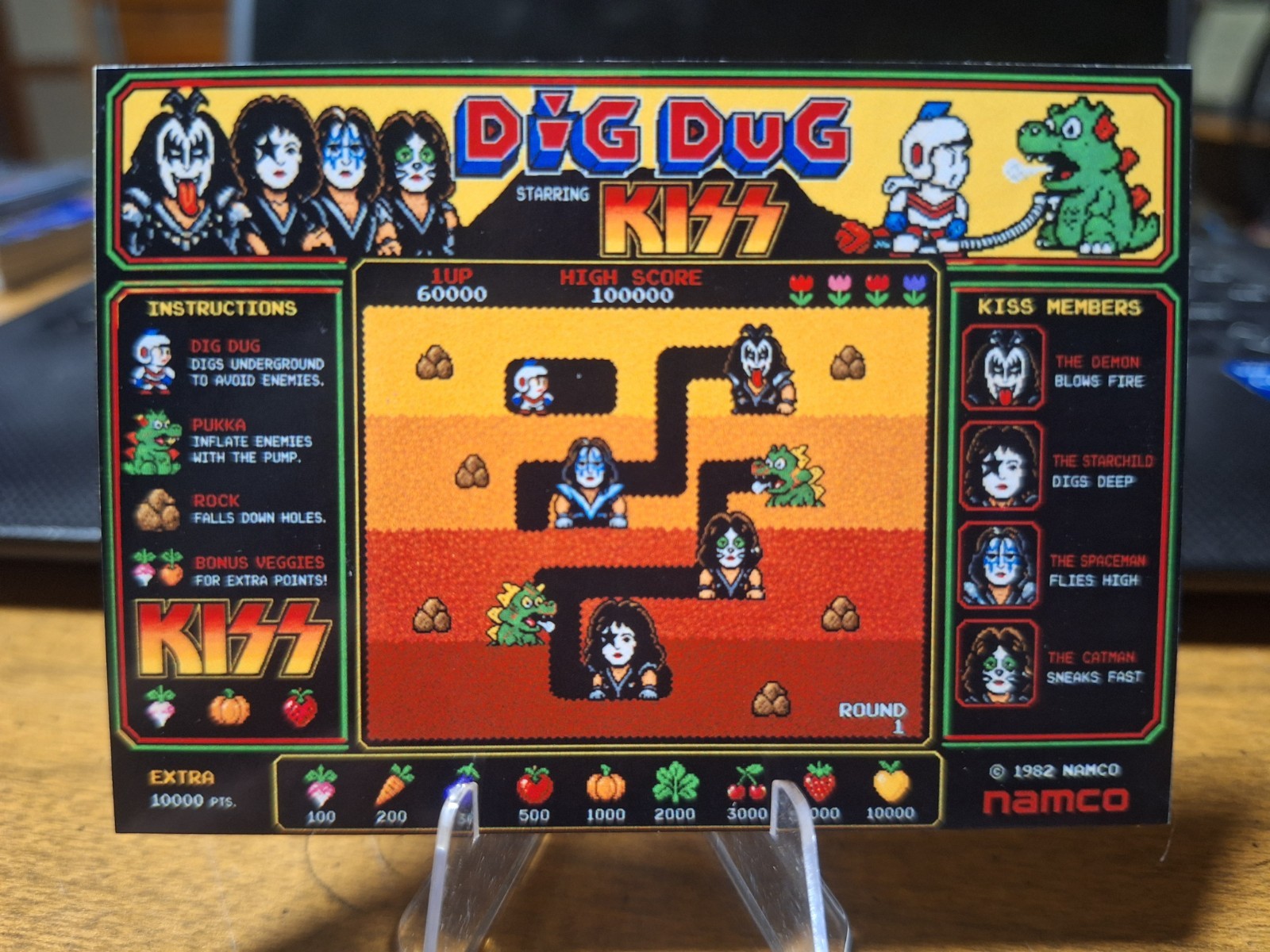 Custom Atari 2600 Kiss Dig Dug Video Game \