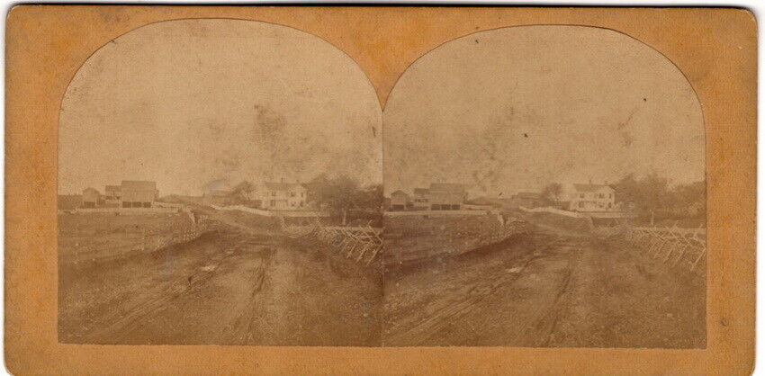 Asa Taft\'s Residence, Distant View, North Grenwich, NY, 1870\'s Hurd Stereo view