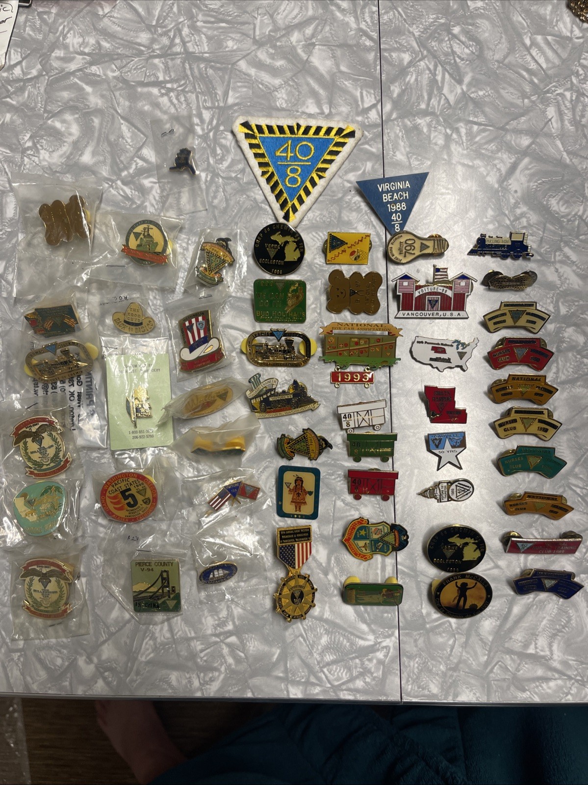 40/8 American Legion Pins 53 Total Pins 1990’s Vintage Collectors Special Lot