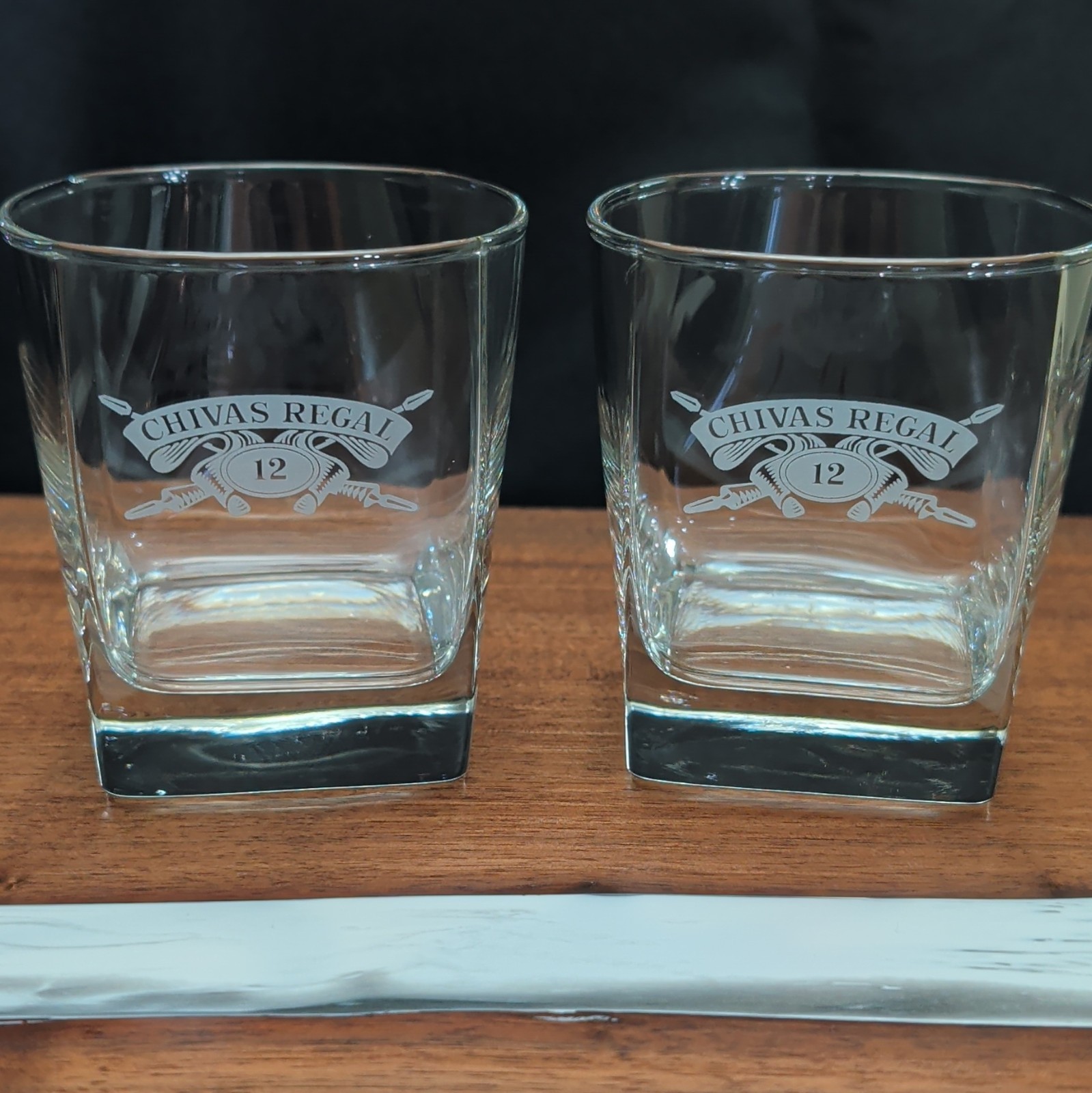Chivas Regal 12 Rocks Glasses, Set of 2, Clear, Distillery Advertising