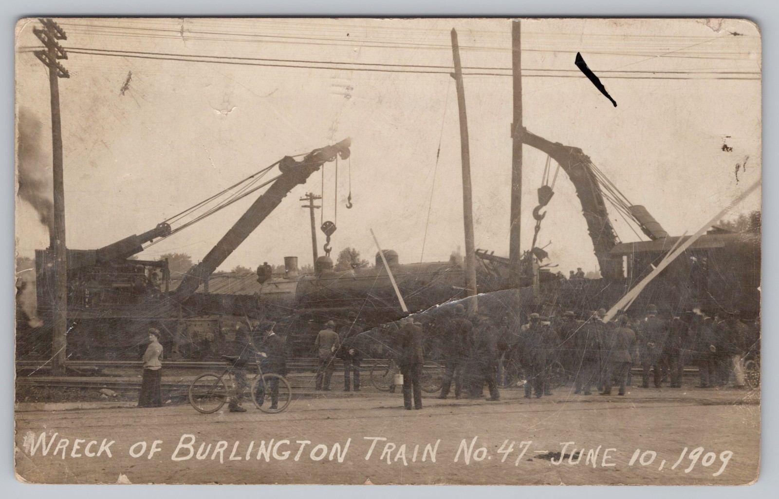 RPPC Wreck of Burlington Train No. 47 June 10 1909 CB&Q Railroad Illinois