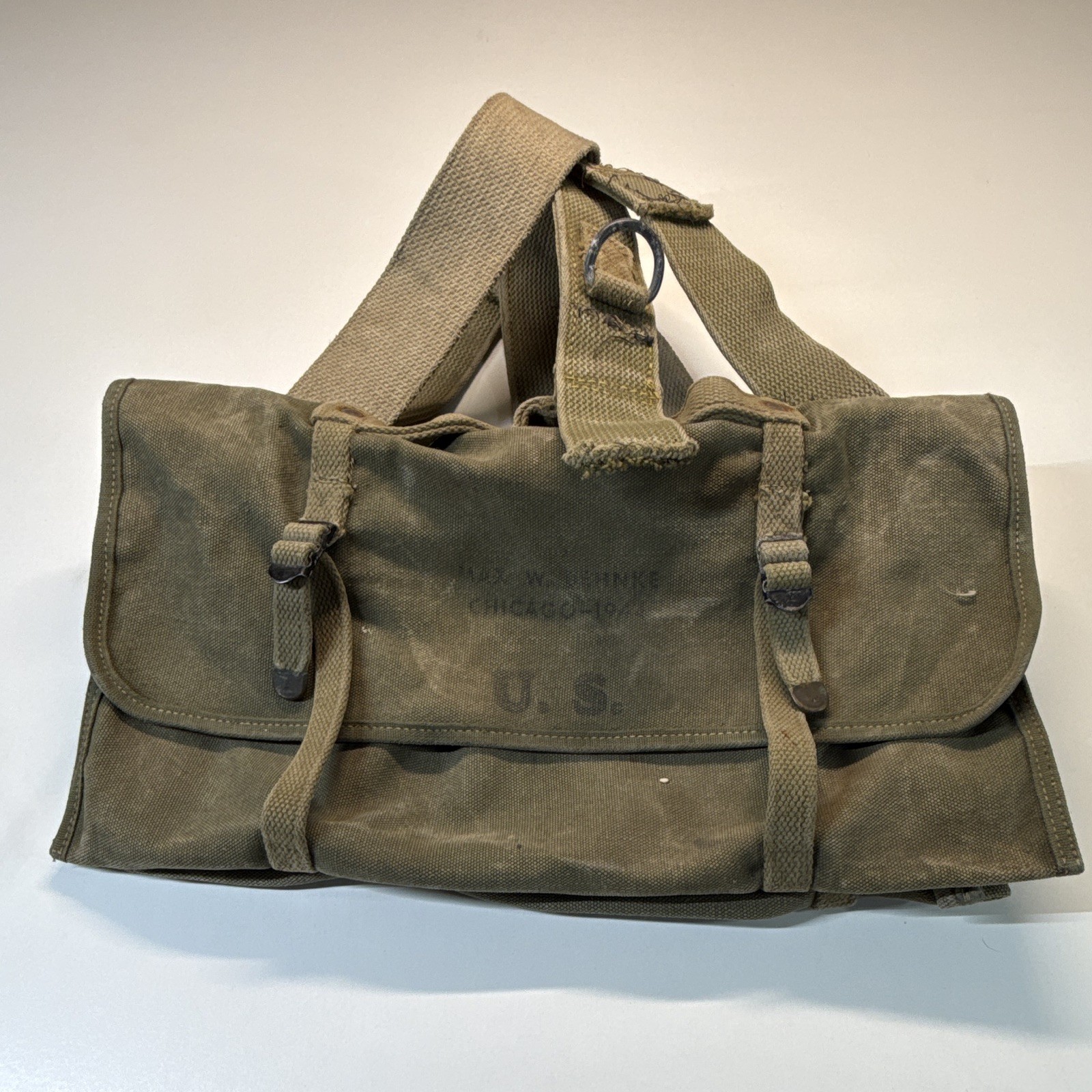 Vintage WWII 1944 US Army Canvas Tool Bag Roll Model of 1921 Blacksmiths Saddler Vintage WWII 1944 US Army Canvas Tool Bag Roll Model of 1921 Blacksmiths Saddler