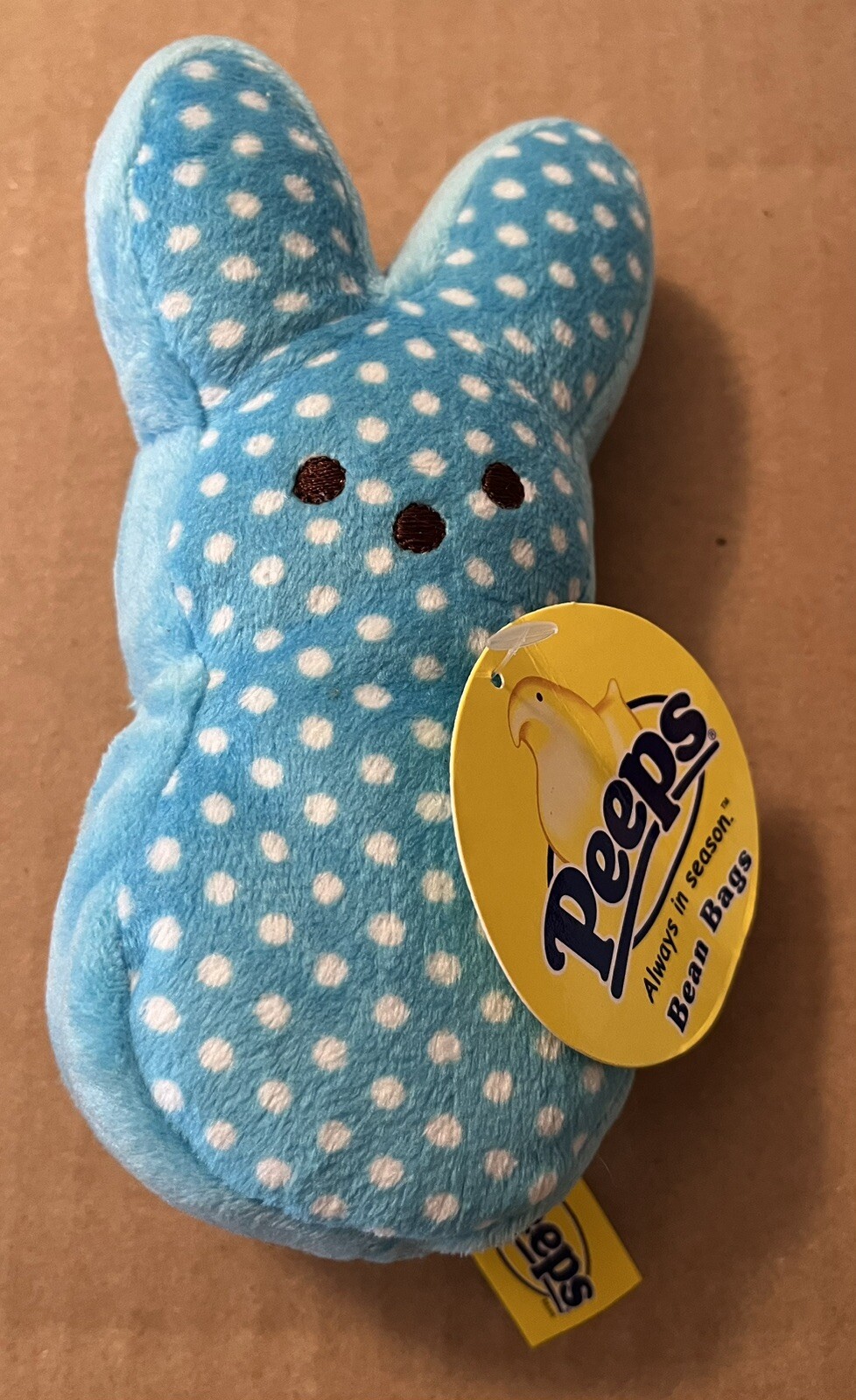 Peeps Blue Polka Dots 6” Easter Bunny Vintage 2005 Plush Decoration NEW w/ tags