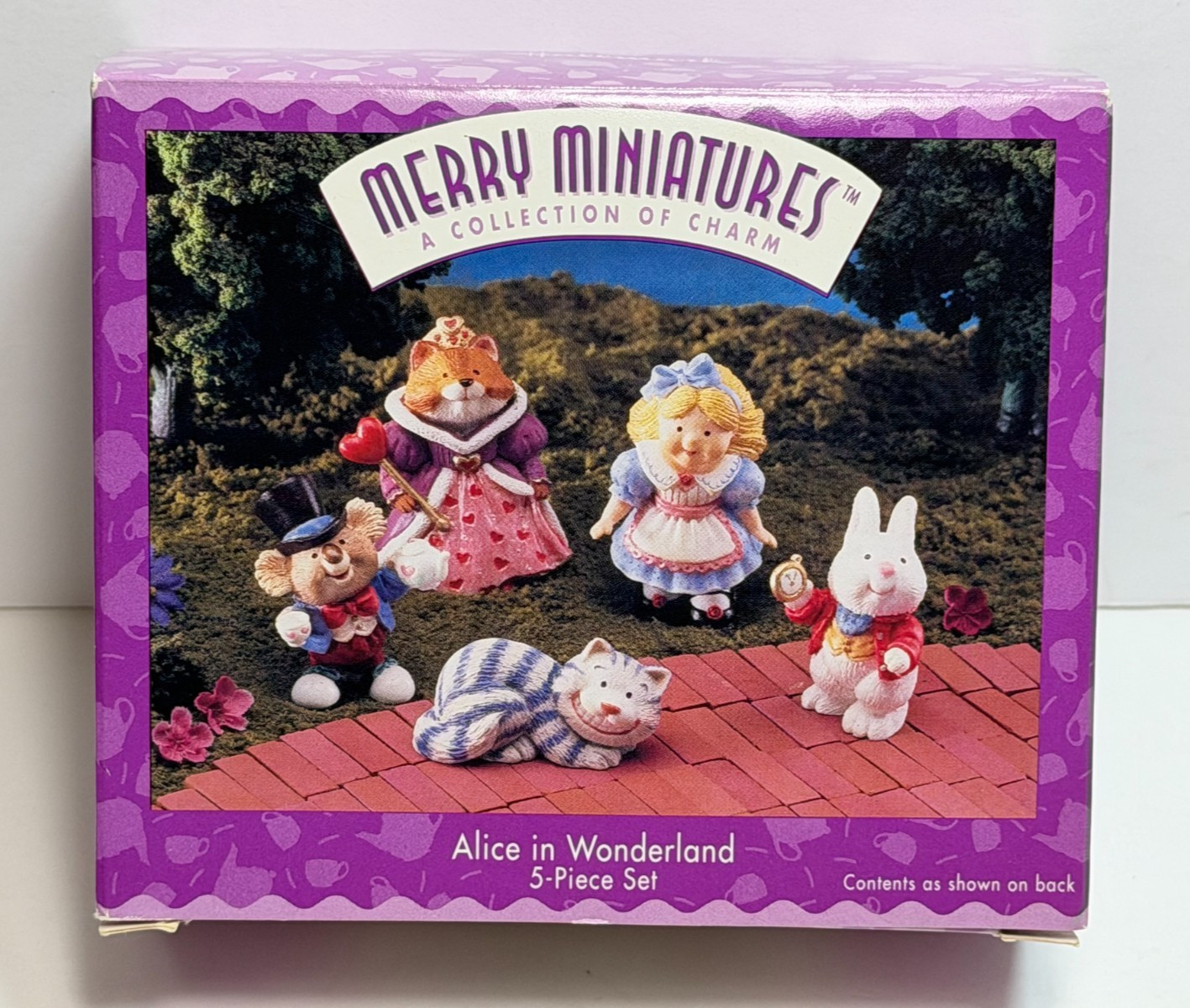Vtg 1996 Hallmark Merry Miniatures Story Time Alice in Wonderland Set of 5