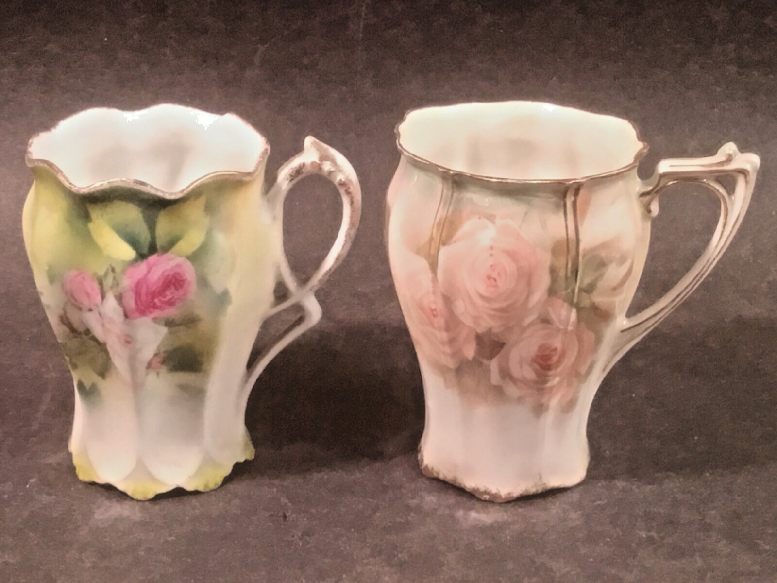 Antique RS Prussia Porcelaine Teacups Floral with Gold Trim Highlights c.1905+ Antique RS Prussia Porcelaine Teacups Floral with Gold Trim Highlights c.1905+