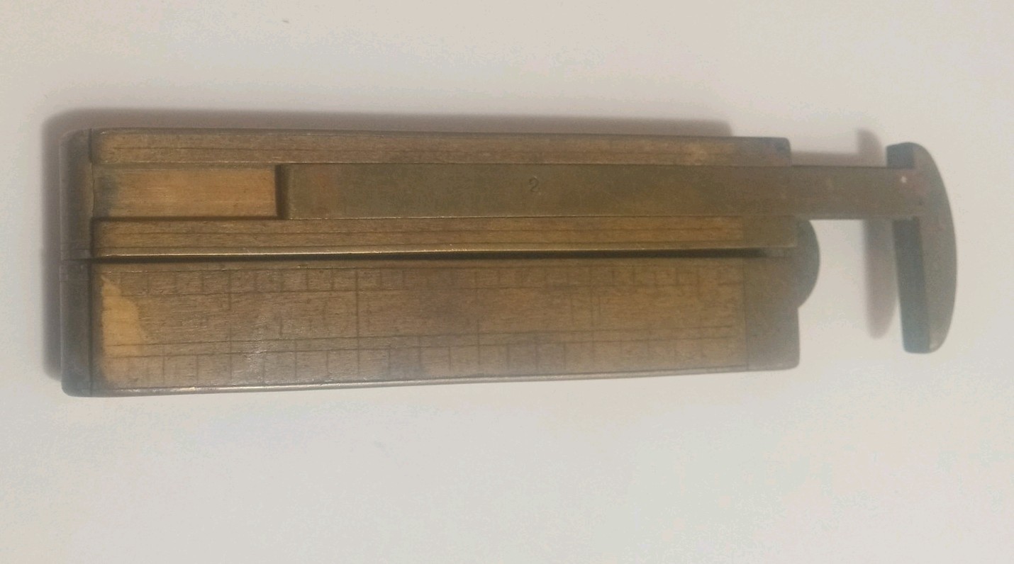 Lufkin No 386 Four-Fold Caliper Rule Boxwood Brass Hinges Vintage Measuring Tool
