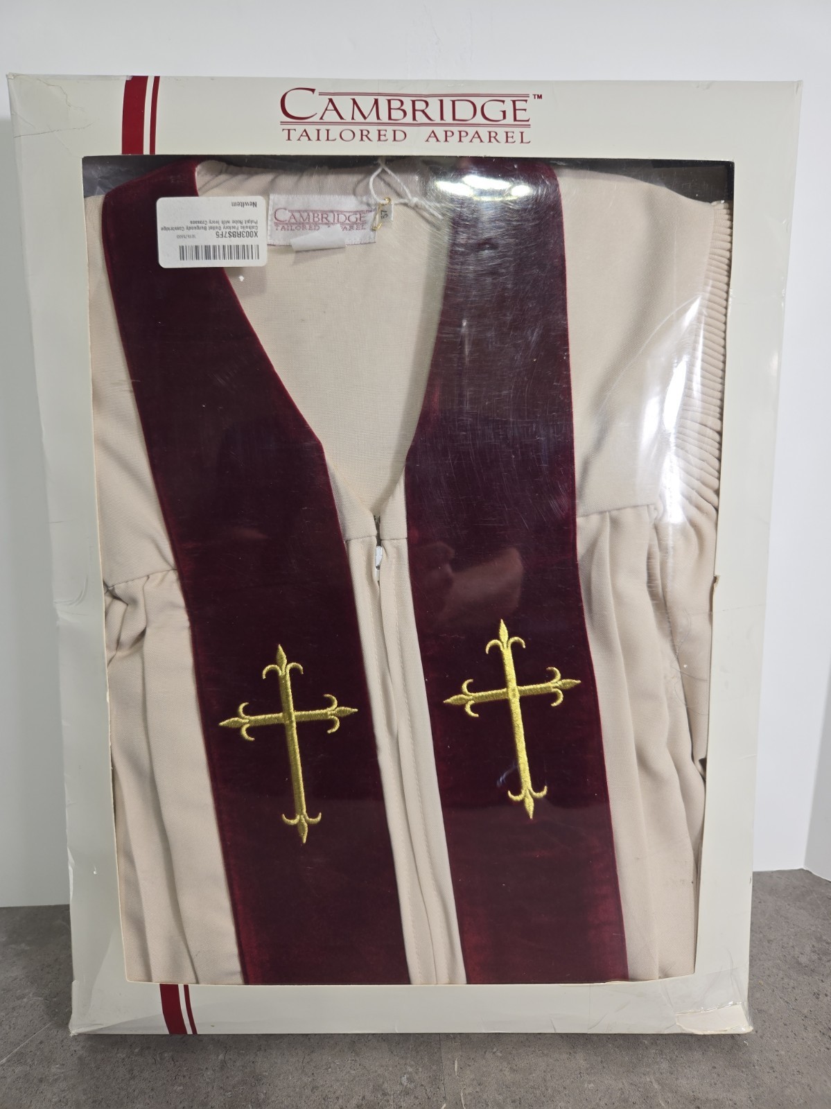 New Catholic Factory Outlet Burgandy/Ivory Pulpit Robe-Gold Embroidery, 57 Med 