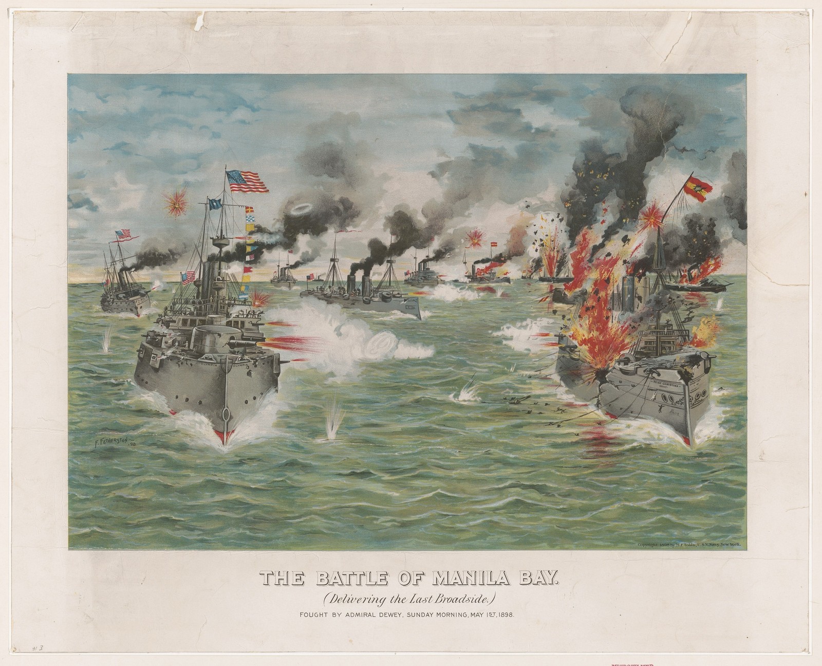 Battle of Manila Bay 1898 Vintage Military Naval Photo Reprint Wall Art