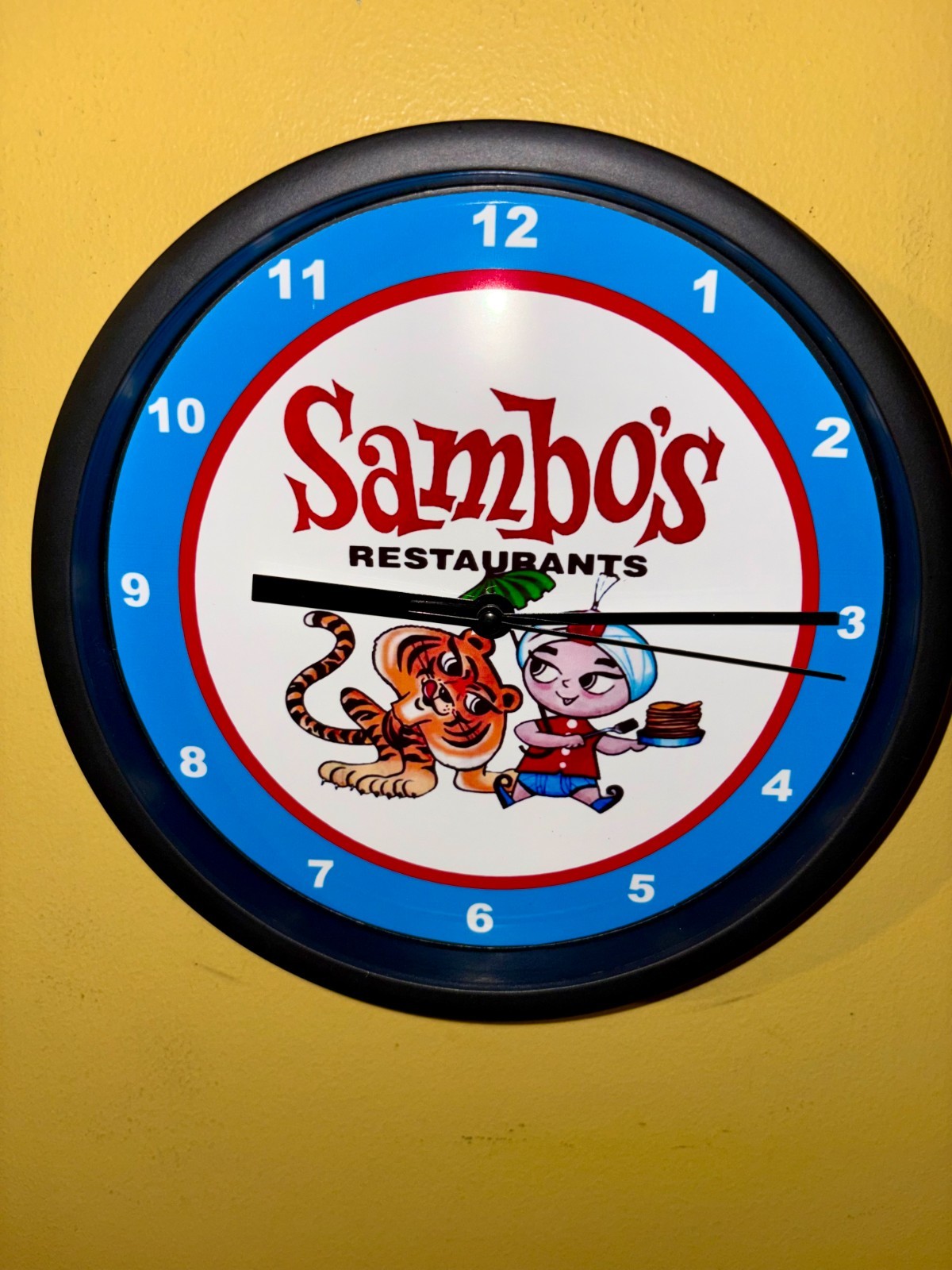 Sambo's Pancakes Restaurant Diner Man Cave Bar Advertising Clock Sign Sambo's Pancakes Restaurant Diner Man Cave Bar Advertising Clock Sign
