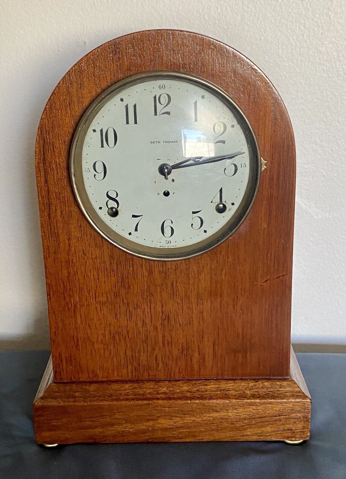 Antique Seth Thomas Prospect No. 89 Mahogany & Brass Mantle Clock  