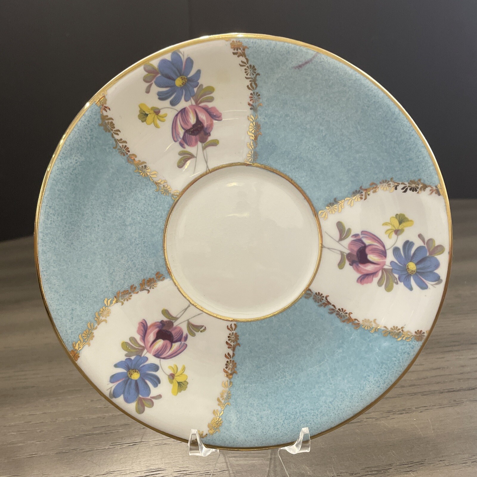 Vintage Salisbury Blue & White Floral Bouquet ~ Saucer ONLY England Bone China
