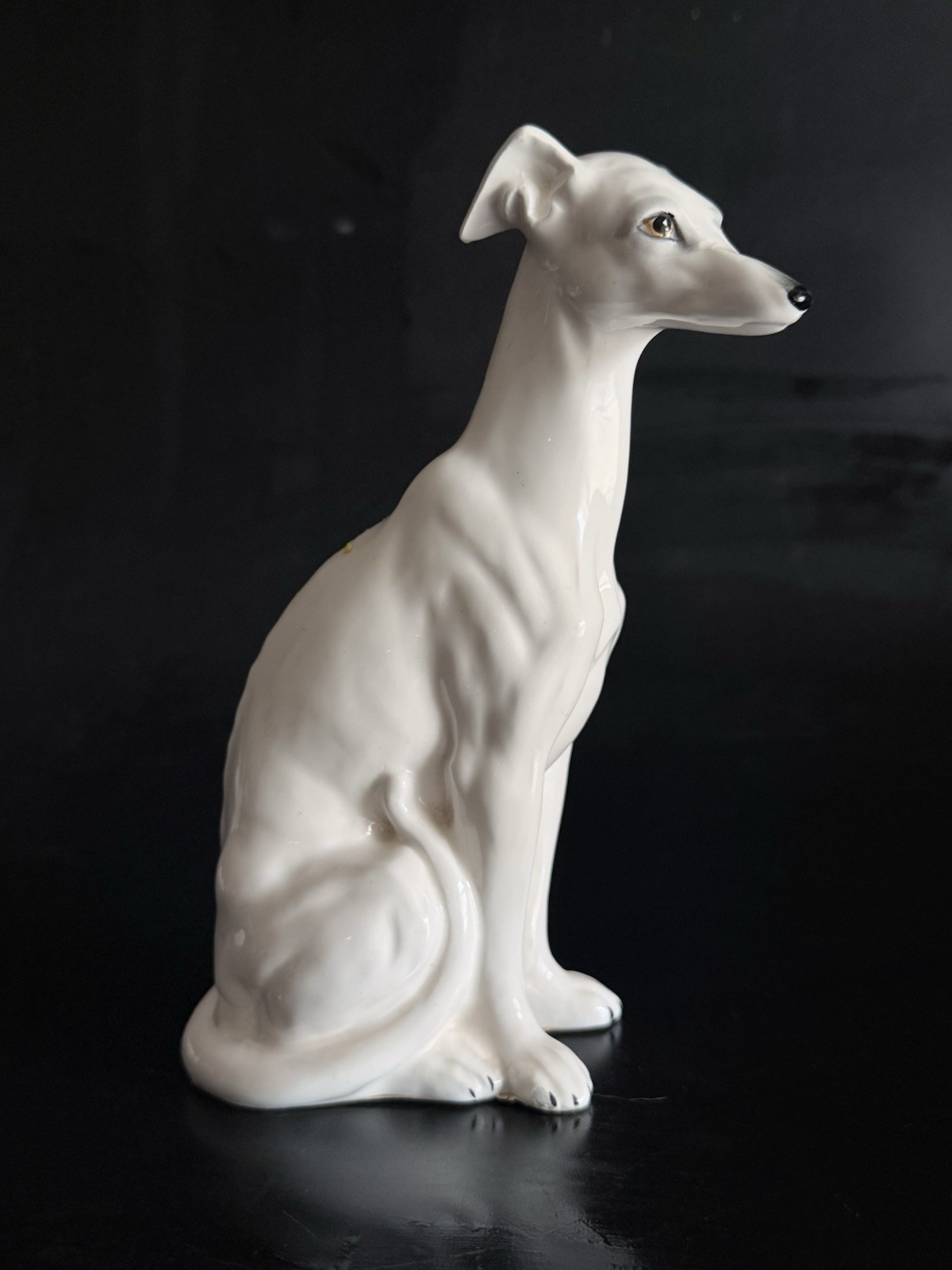 MCM Greyhound Dog Figurine by Tilso Japan Porcelain Whippet Statue 7.5” Tall