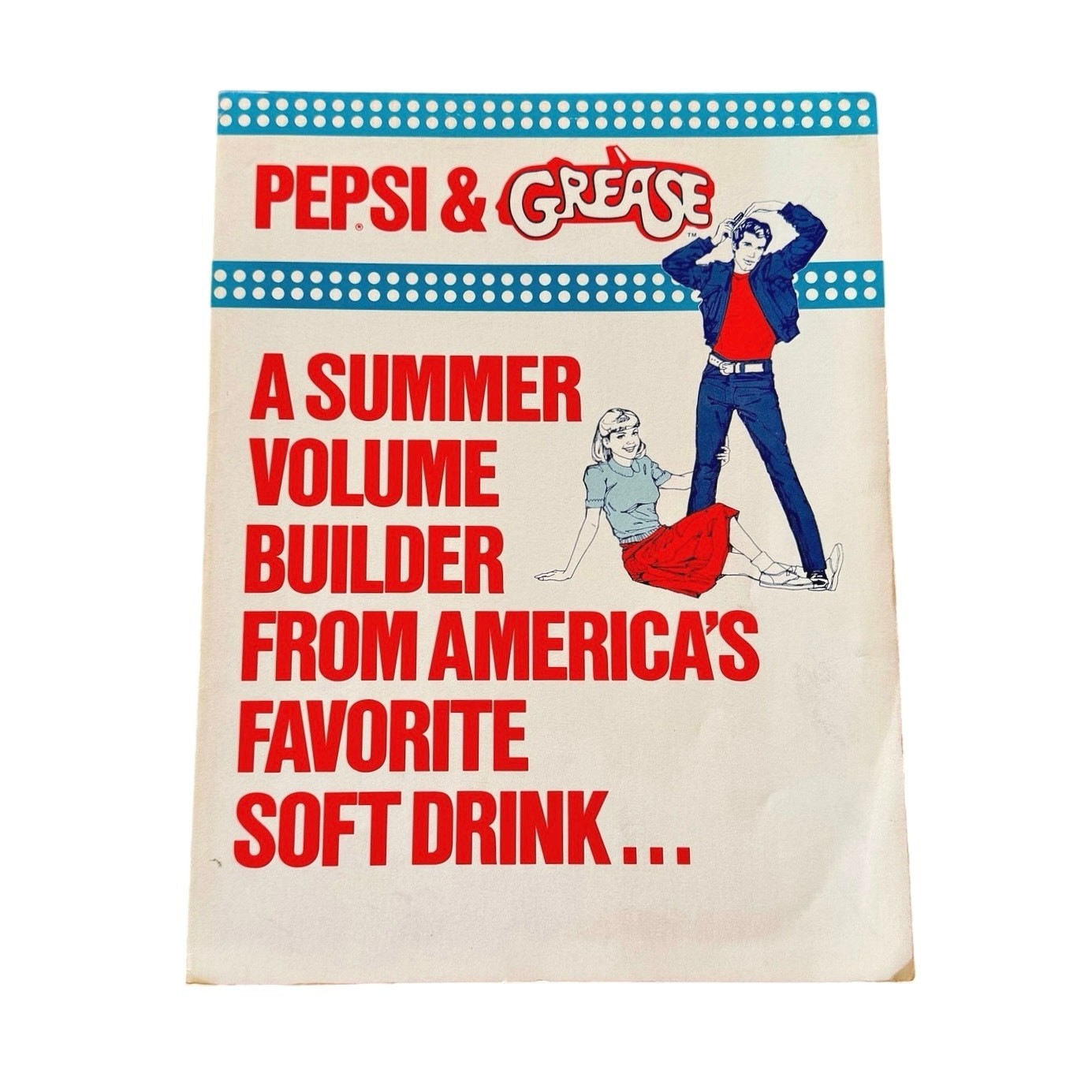 Vintage 1978 Pepsi Grease Movie Promotional Advertisement John Travolta Soda Art