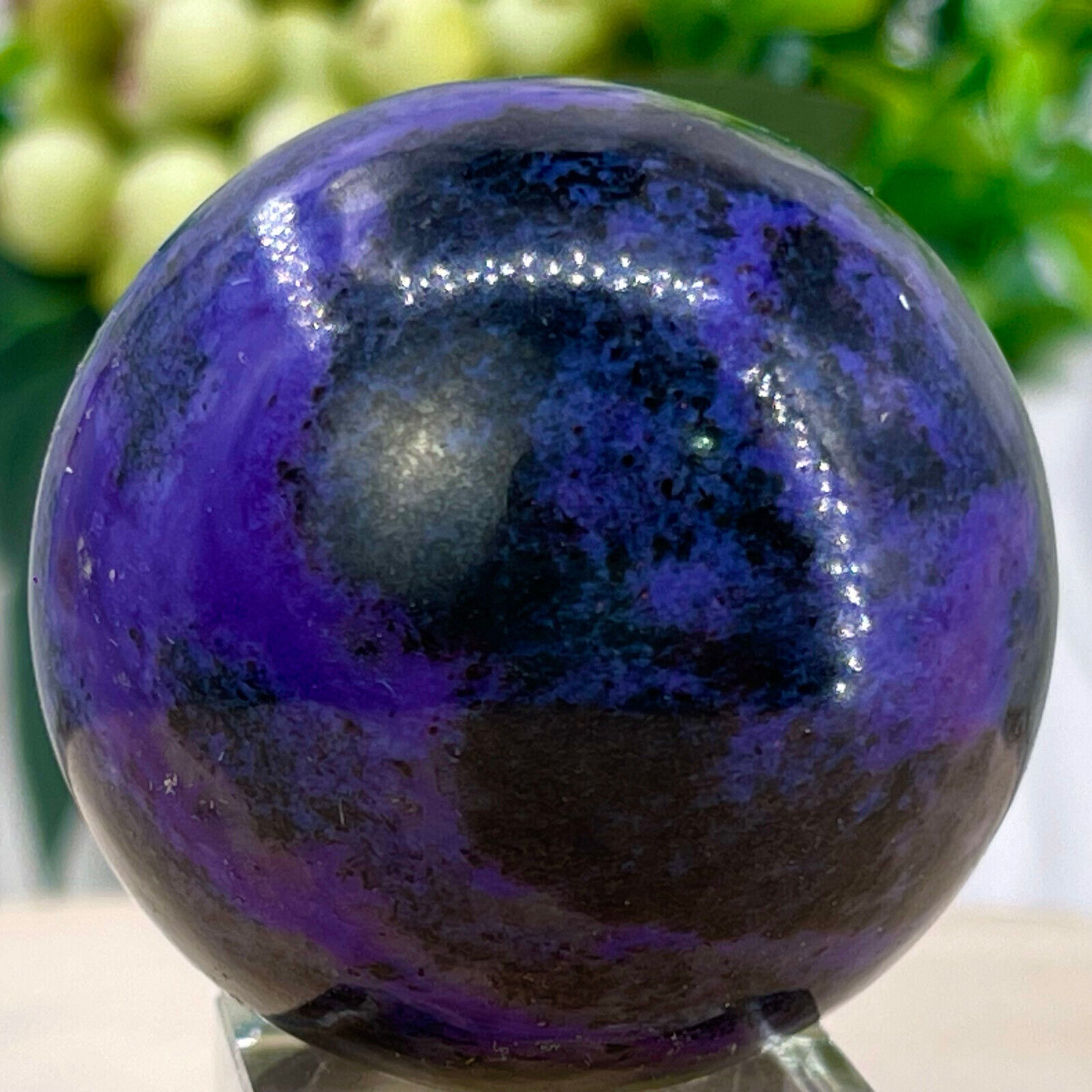 100G Amazing Charoite Purple Sphere shine cat eye effect MOST BEAUTIFUL SPHERE