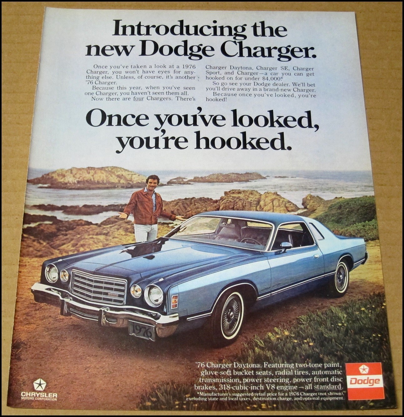1976 Dodge Charger Print Ad 1975 Car Automobile Advertisement Daytona Vintage