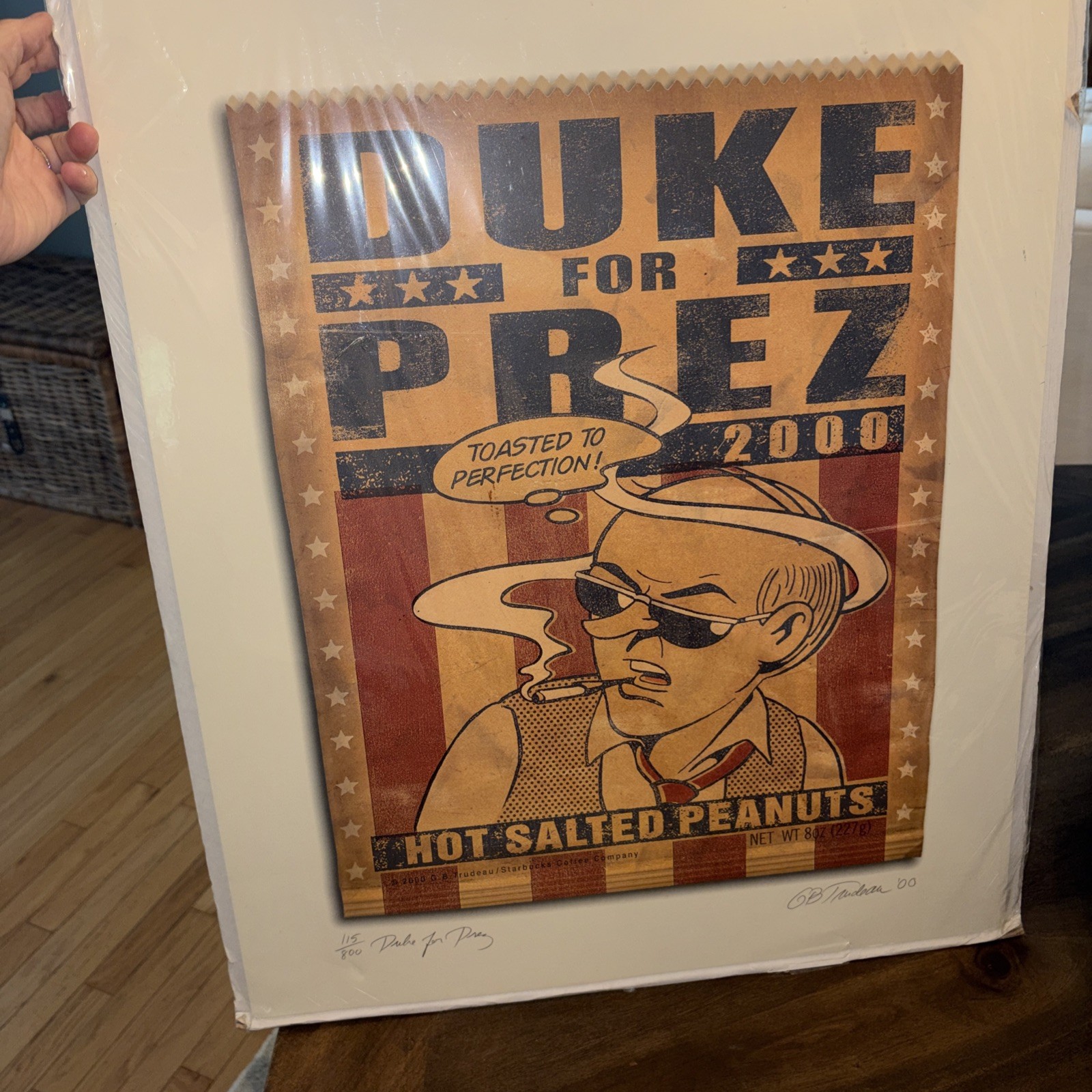 Artwork Trudeau Signed Ltd Ed Doonesbury Starbucks Duke For Prez2000 Schultz COA