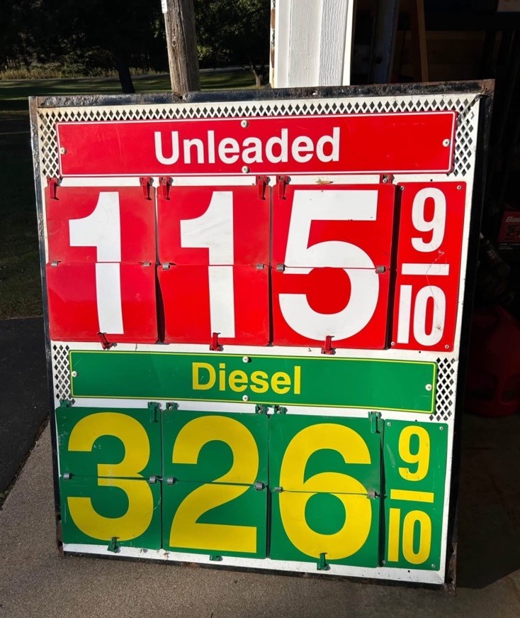 Vintage Gas Price Sign With All Numbers 48”x42” Rare