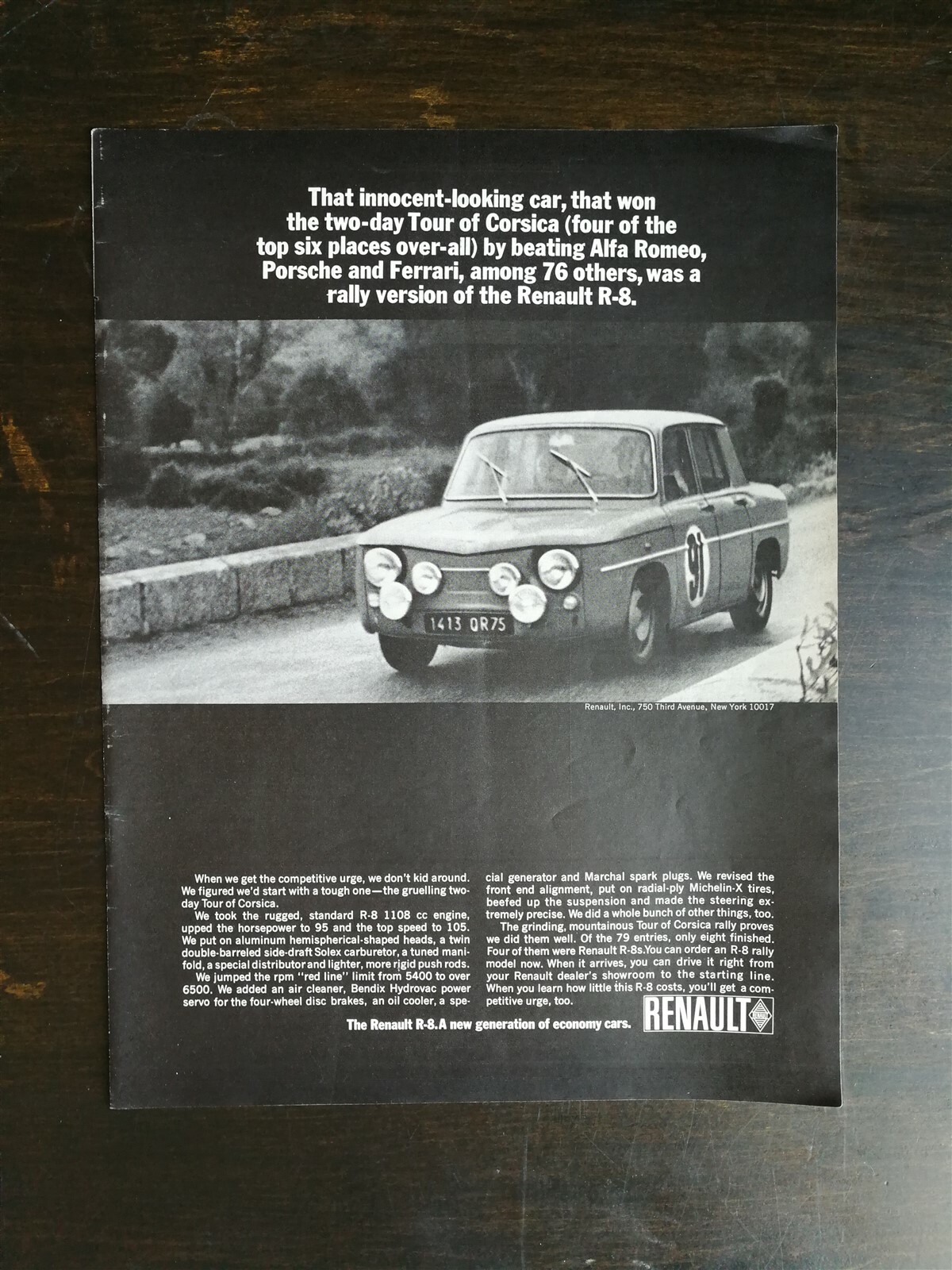 Vintage 1965 Renault R-8 Full Page Original Ad