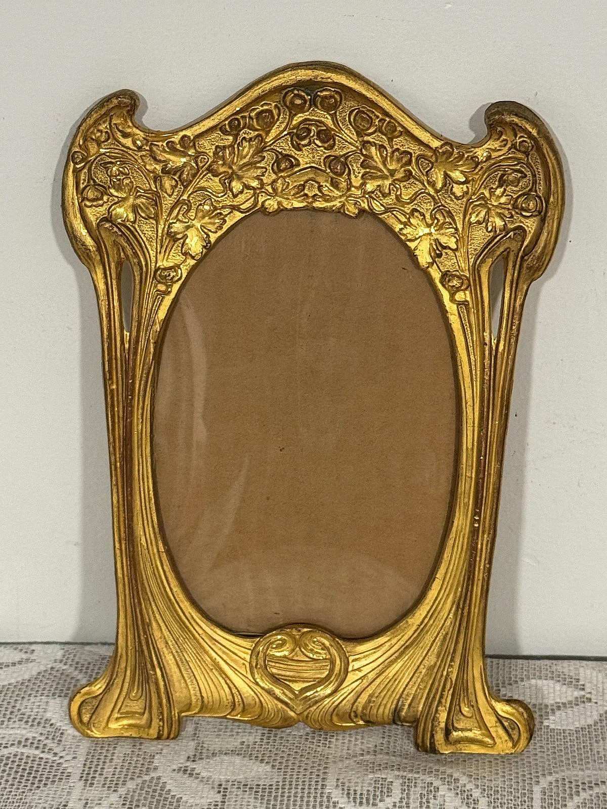Art Nouveau Gold Metal Picture Frame Original Antique Early 1900\'s Ornate