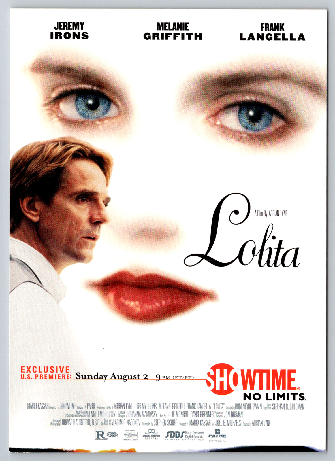 c1990s Lolita Movie Promo Jeremy Irons Melanie Griffith Frank Langella Postcard