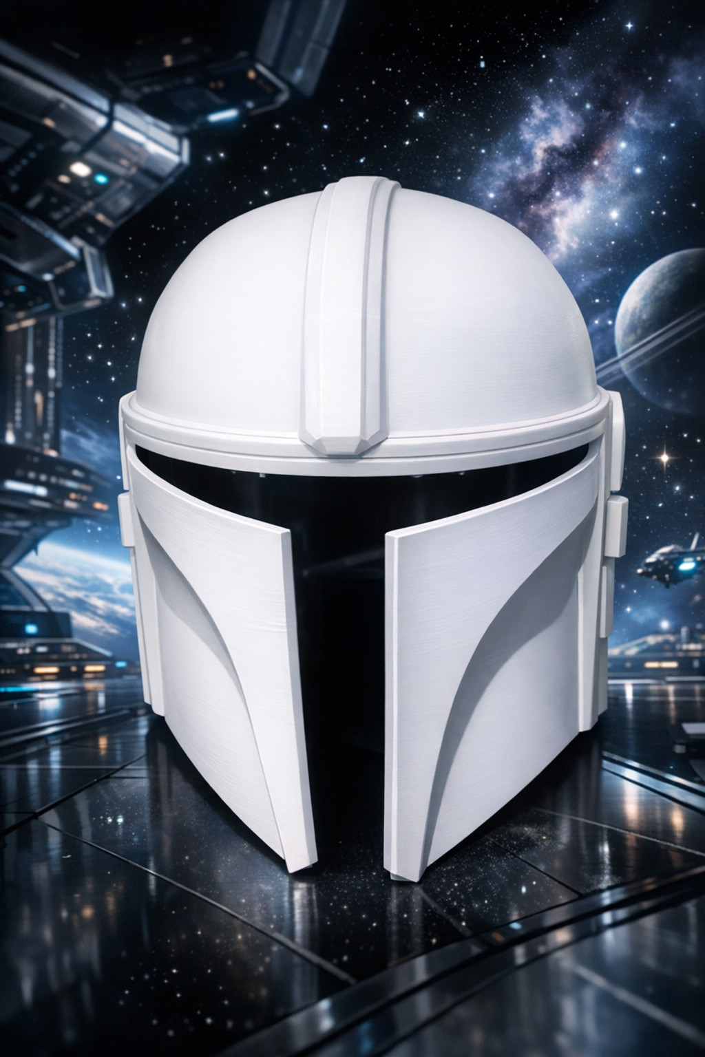 Star Wars The Mandalorian 3D Printed Helmet For Cosplay - White