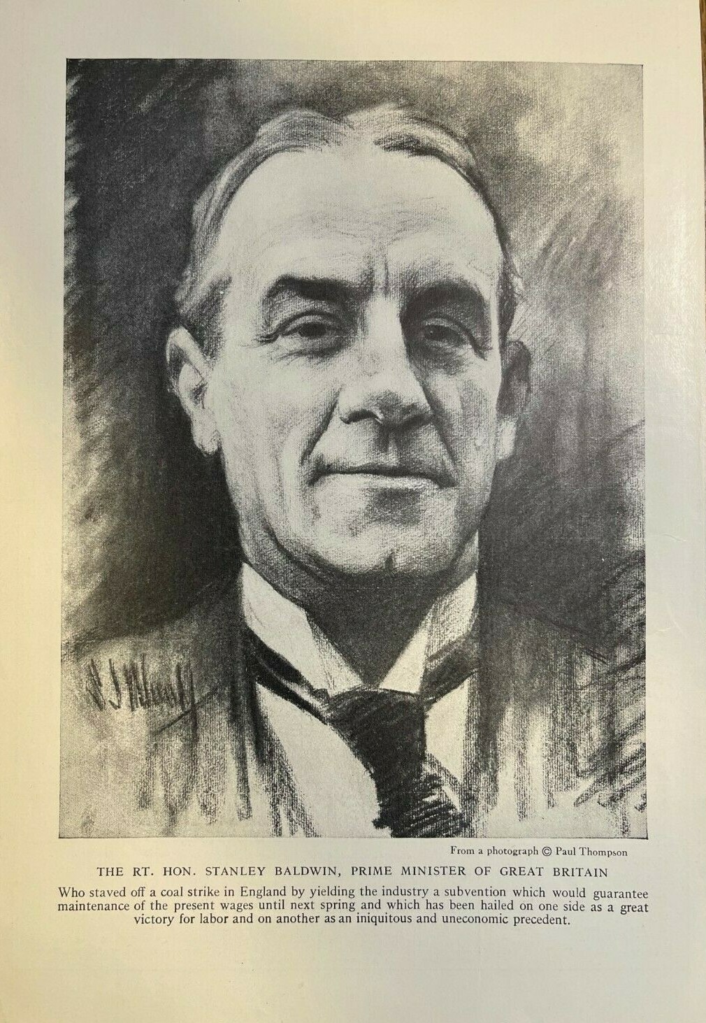 1925 Vintage Magazine Illustration Stanley Baldwin Prime Minister Great Britain